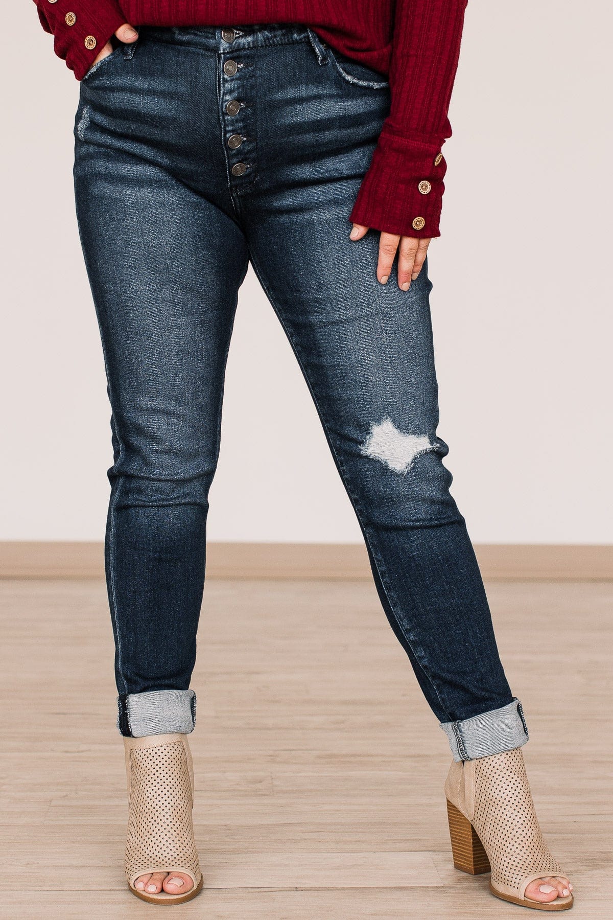 KanCan Button Fly Skinny Jeans- Julia Wash - Image 5