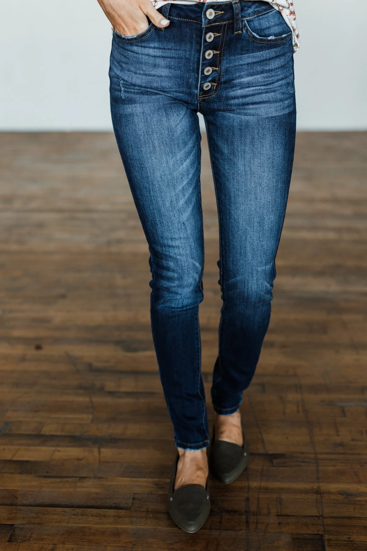 KanCan Button Fly Skinny Jeans- Rylie Wash - Image 3