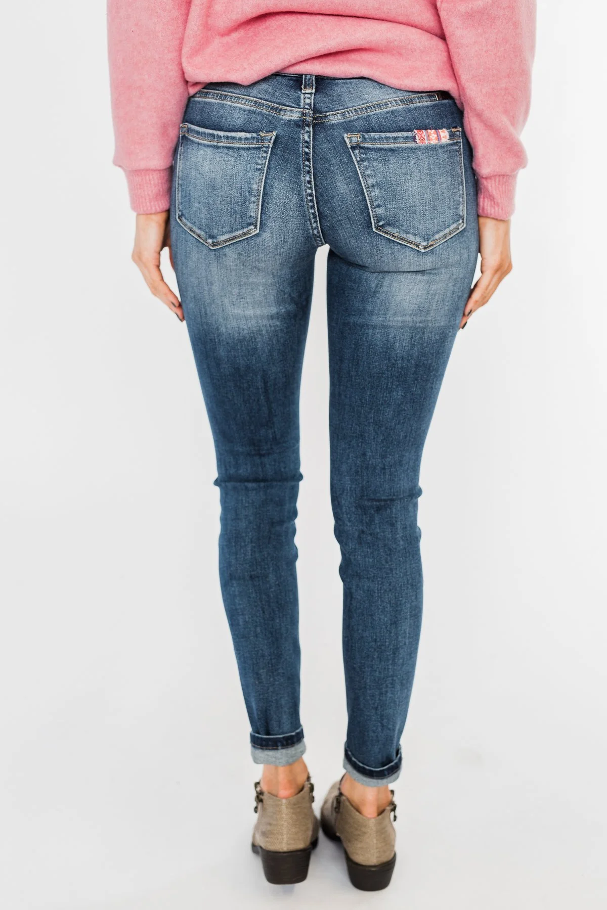 KanCan Distressed Skinny Jeans- Aztec Patch - Image 17