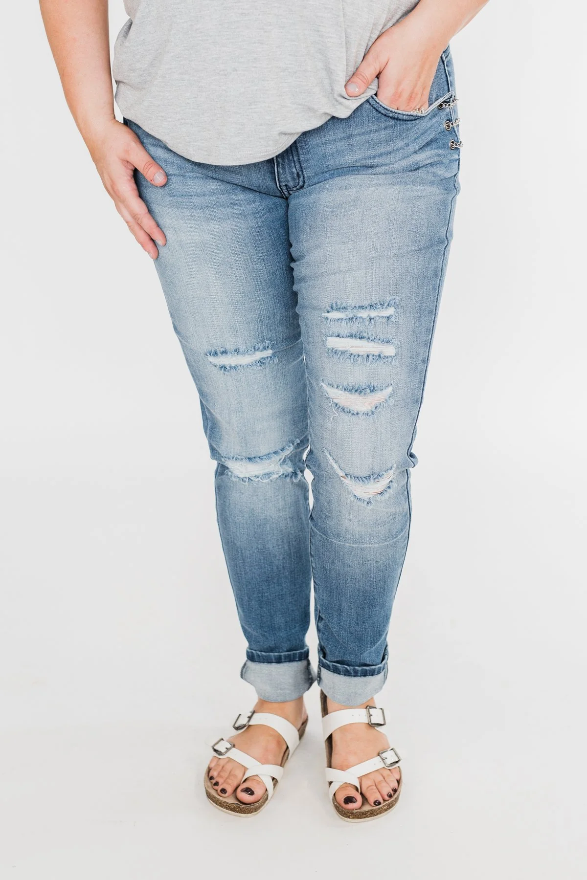KanCan Distressed Skinny Jeans- Ellie Wash - Image 3