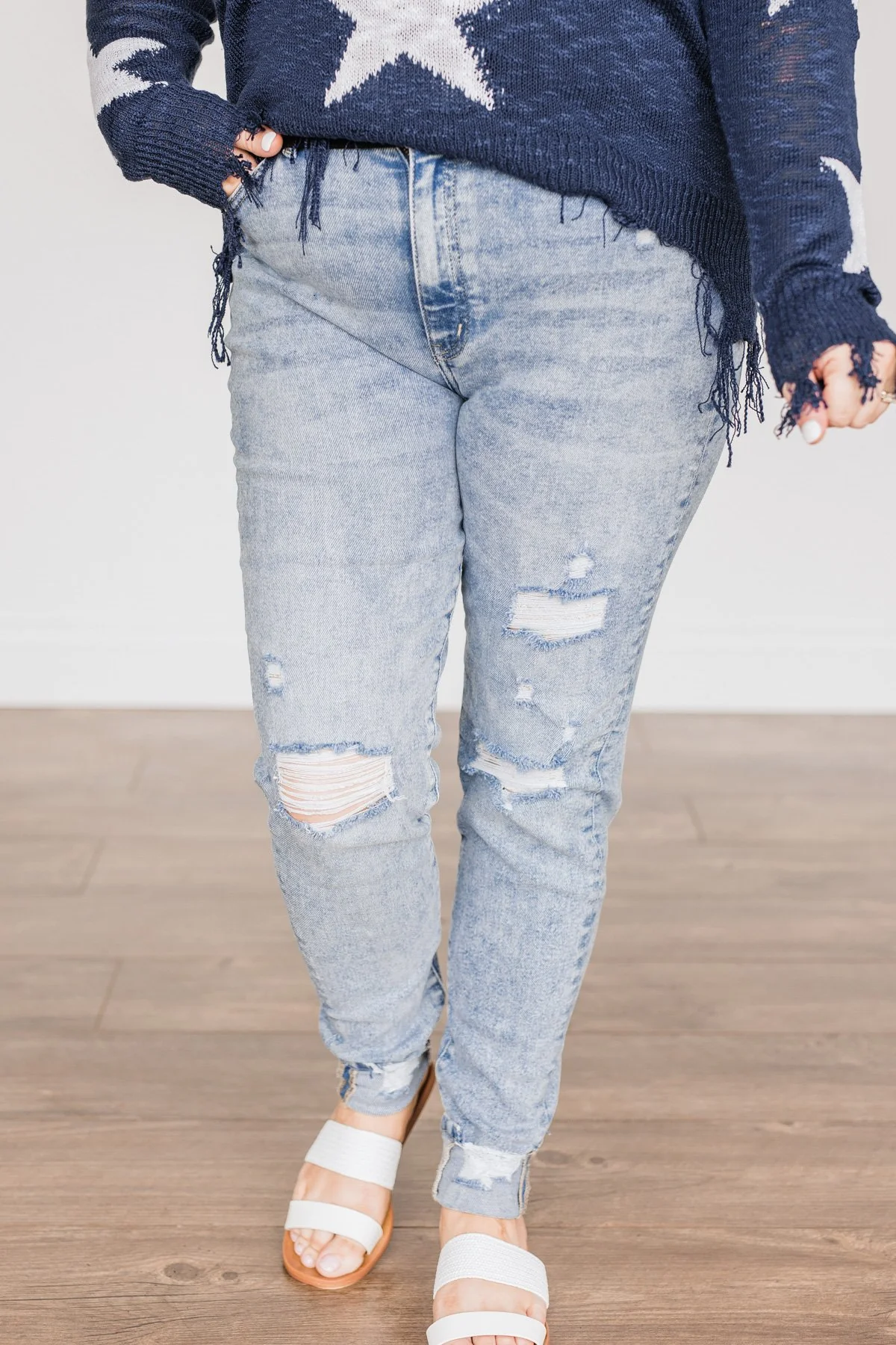 KanCan Distressed Skinny Jeans- Hayden Wash - Image 4