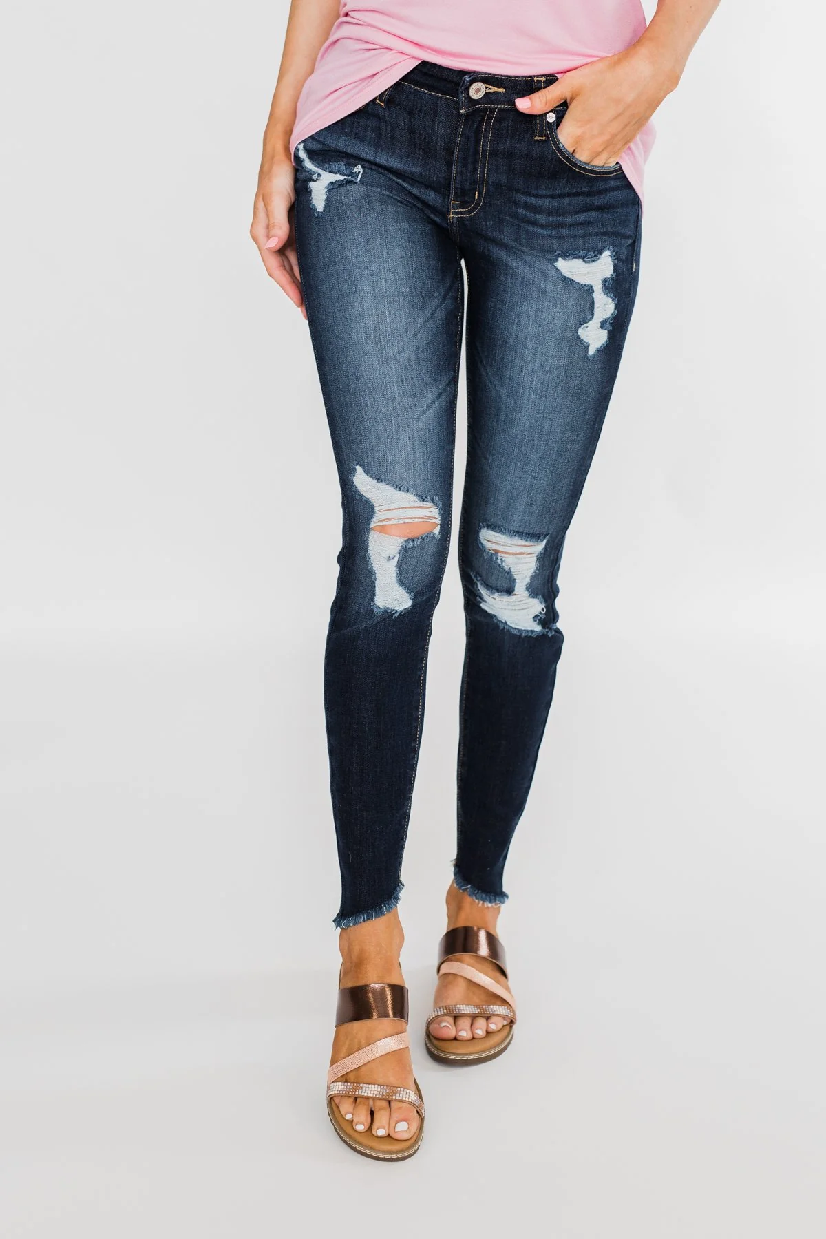 KanCan Distressed Skinny Jeans- Susie Wash - Image 3