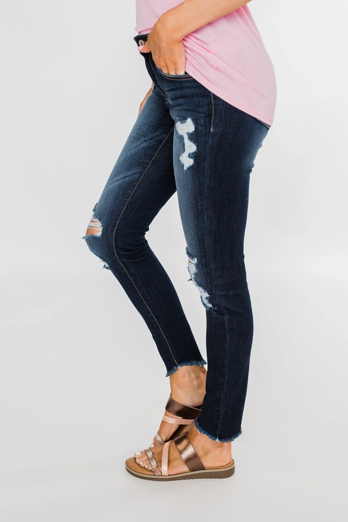 KanCan Distressed Skinny Jeans- Susie Wash - Image 7