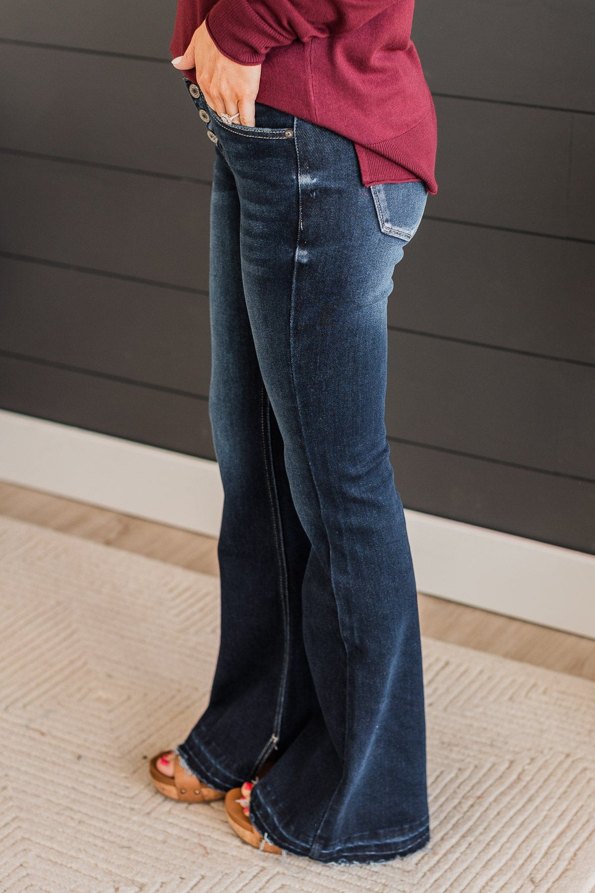 KanCan Flare Jeans- Dark Mandy Wash - Image 3