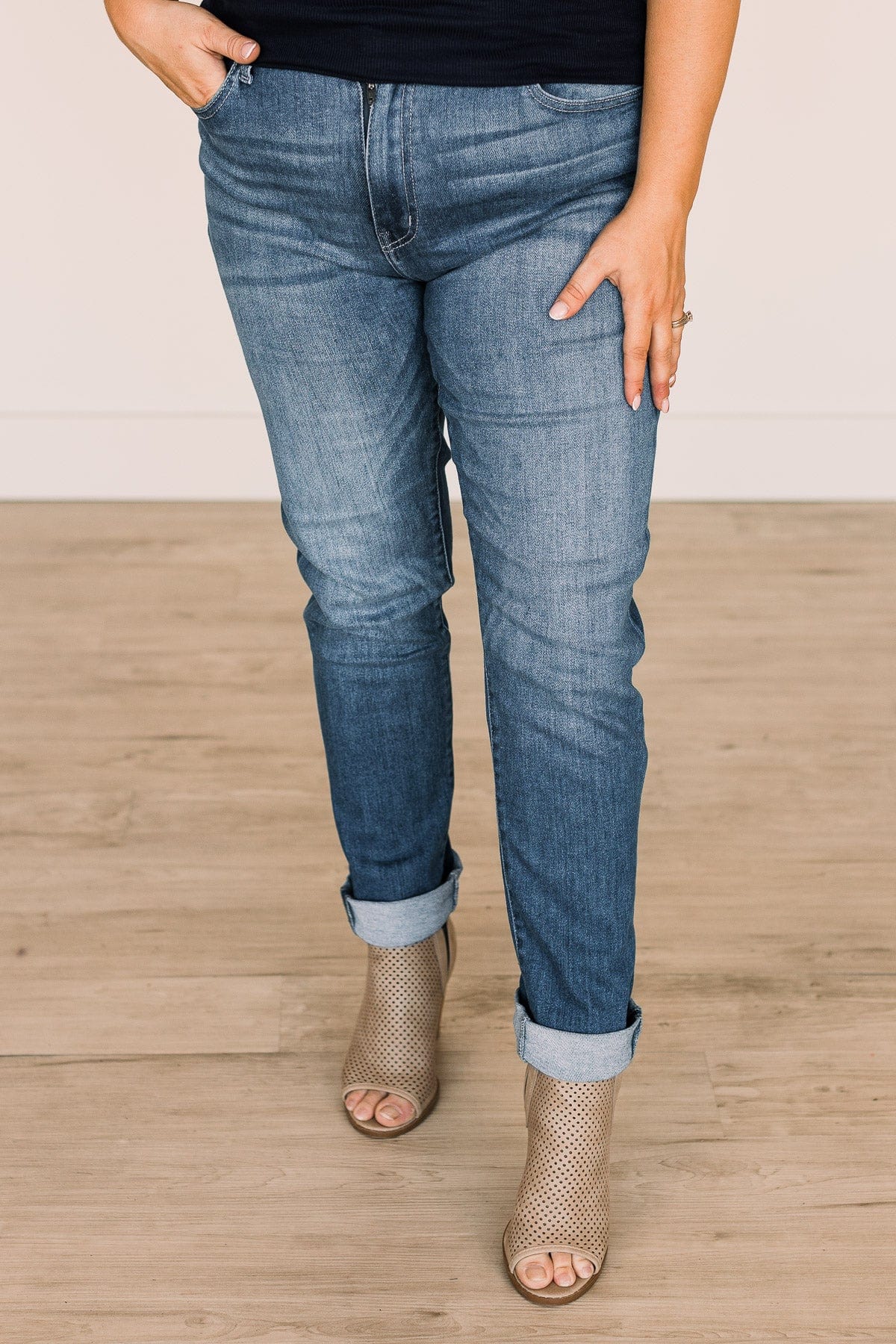 KanCan High-Rise Cigarette Leg Jeans- Kelly Wash - Image 3