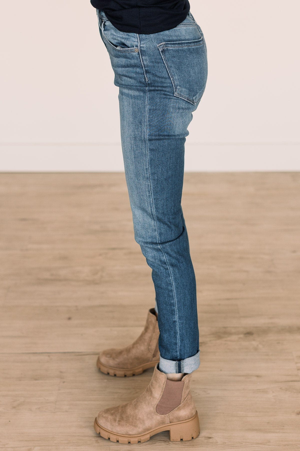 KanCan High-Rise Cigarette Leg Jeans- Kelly Wash - Image 4
