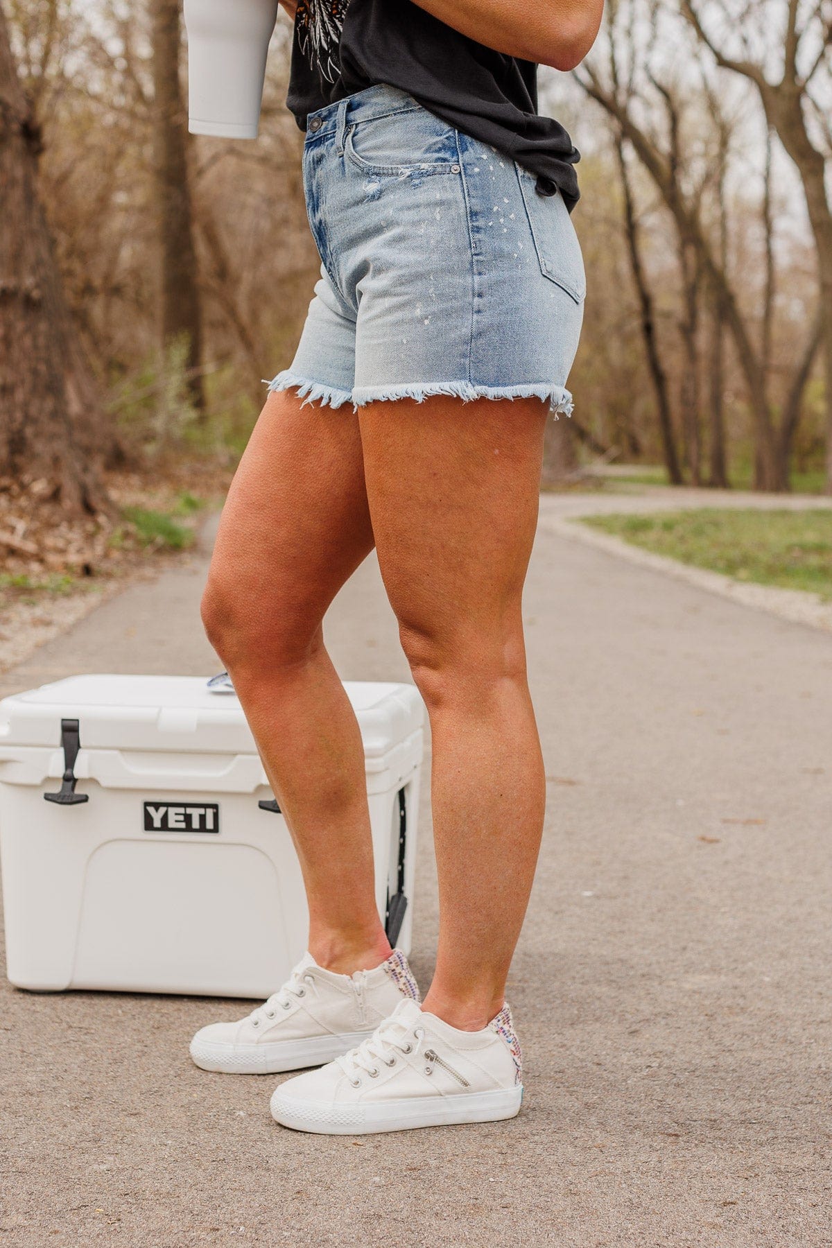 KanCan High-Rise Raw Hem Shorts- Joelle Wash - Image 6
