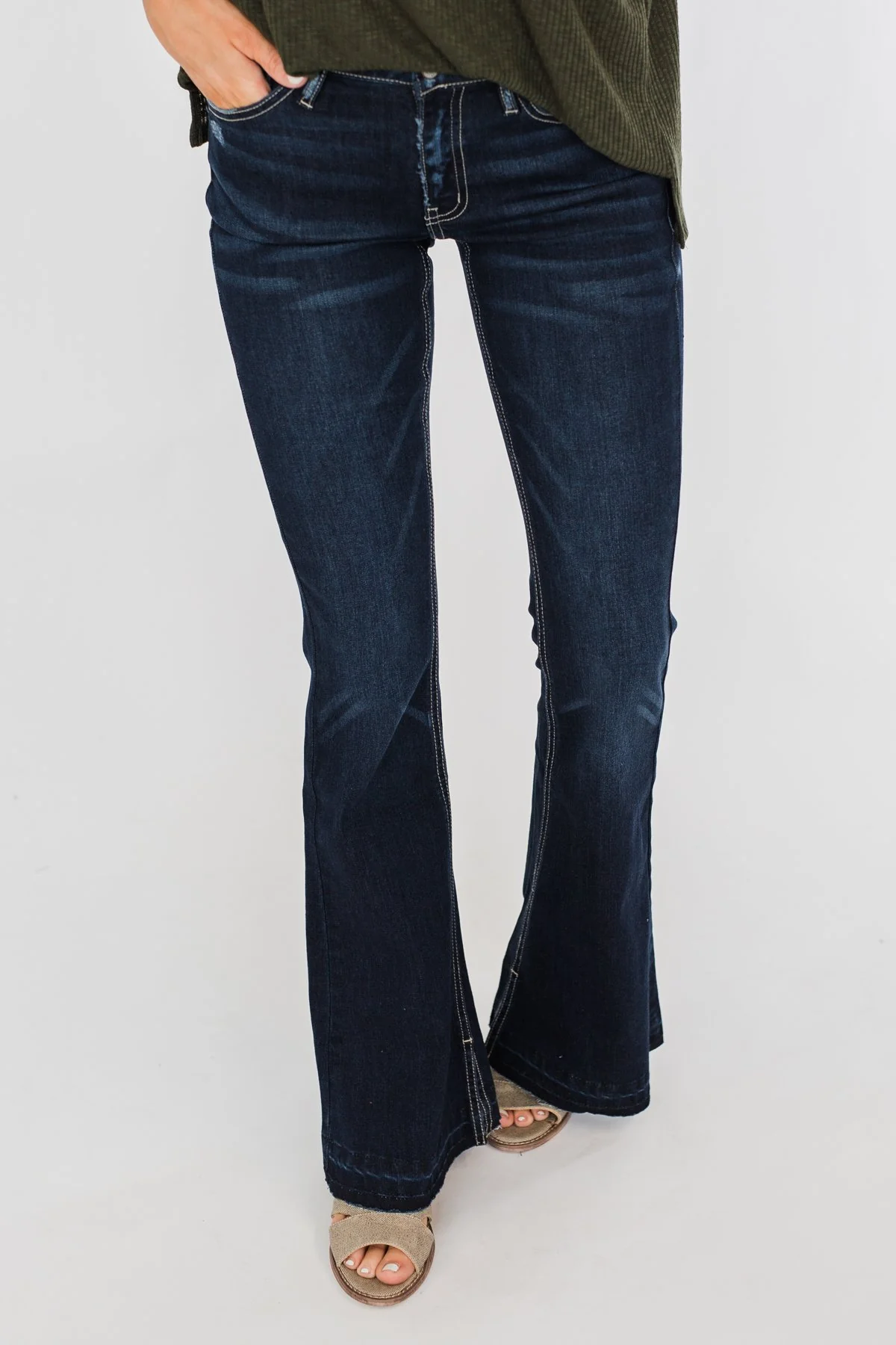 KanCan Non-Distressed Flare Jeans- Felicity Wash - Image 6