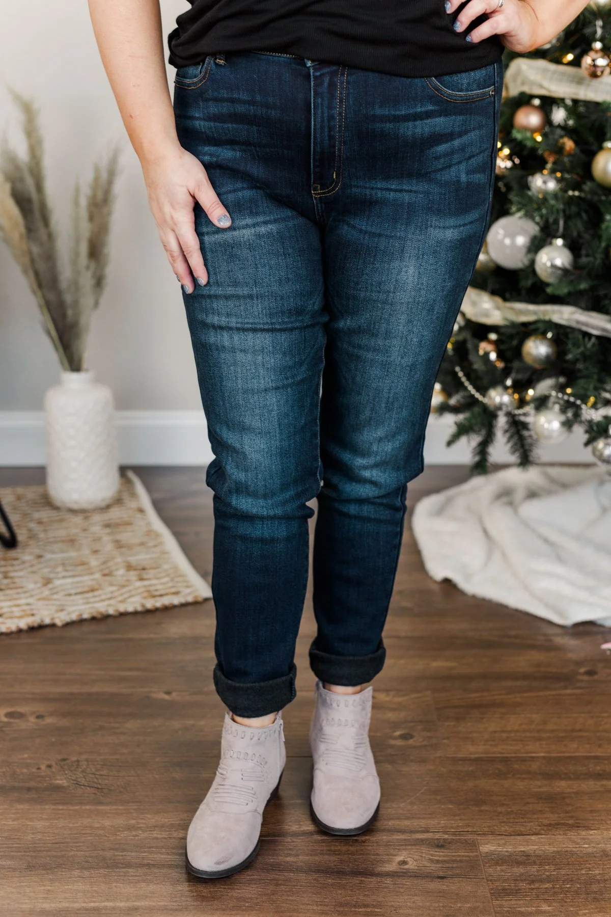 KanCan Fleece Lined Skinny Jeans- Andie Wash - Image 11