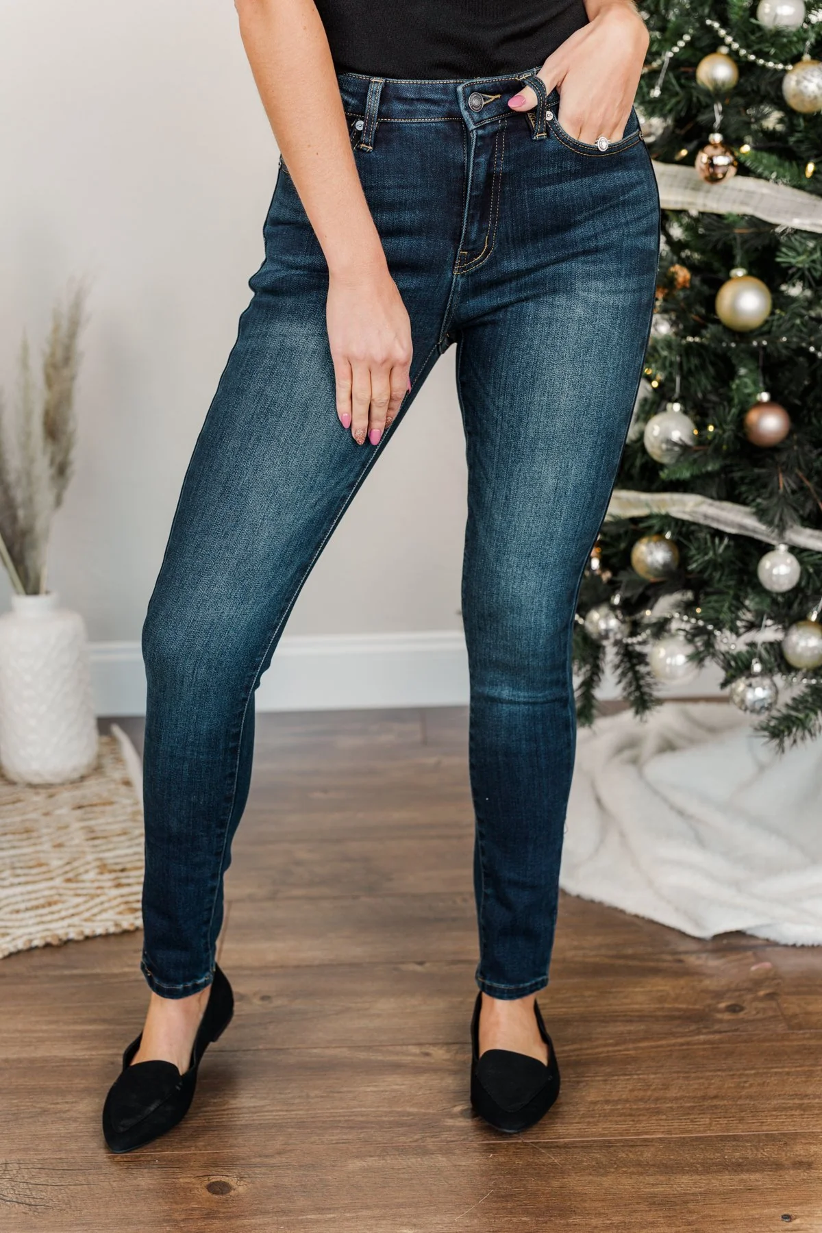 KanCan Fleece Lined Skinny Jeans- Andie Wash - Image 12