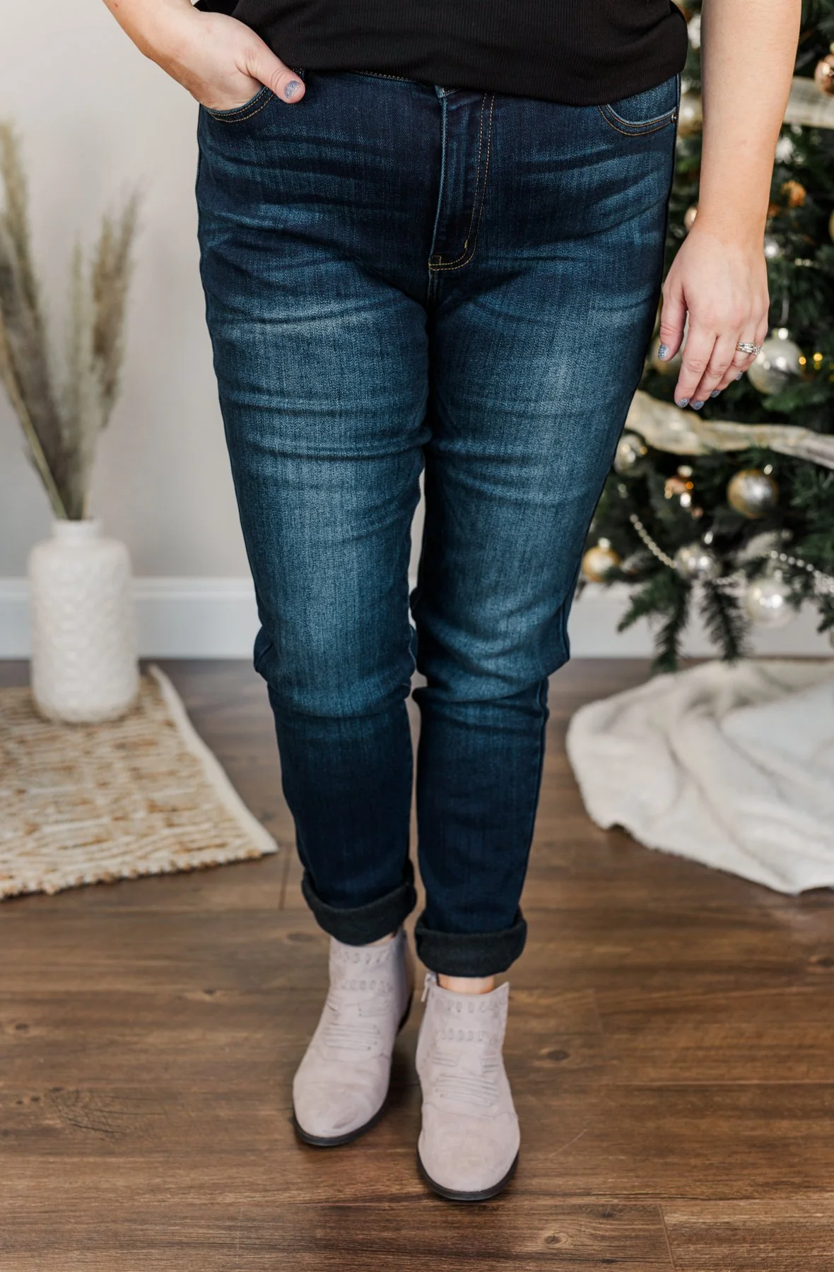 KanCan Fleece Lined Skinny Jeans- Andie Wash - Image 3