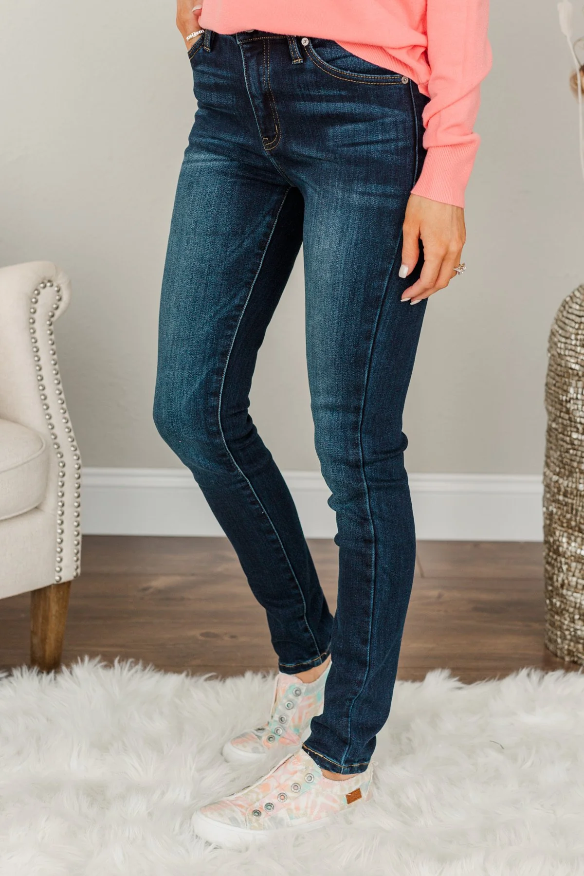 KanCan Fleece Lined Skinny Jeans- Andie Wash - Image 4