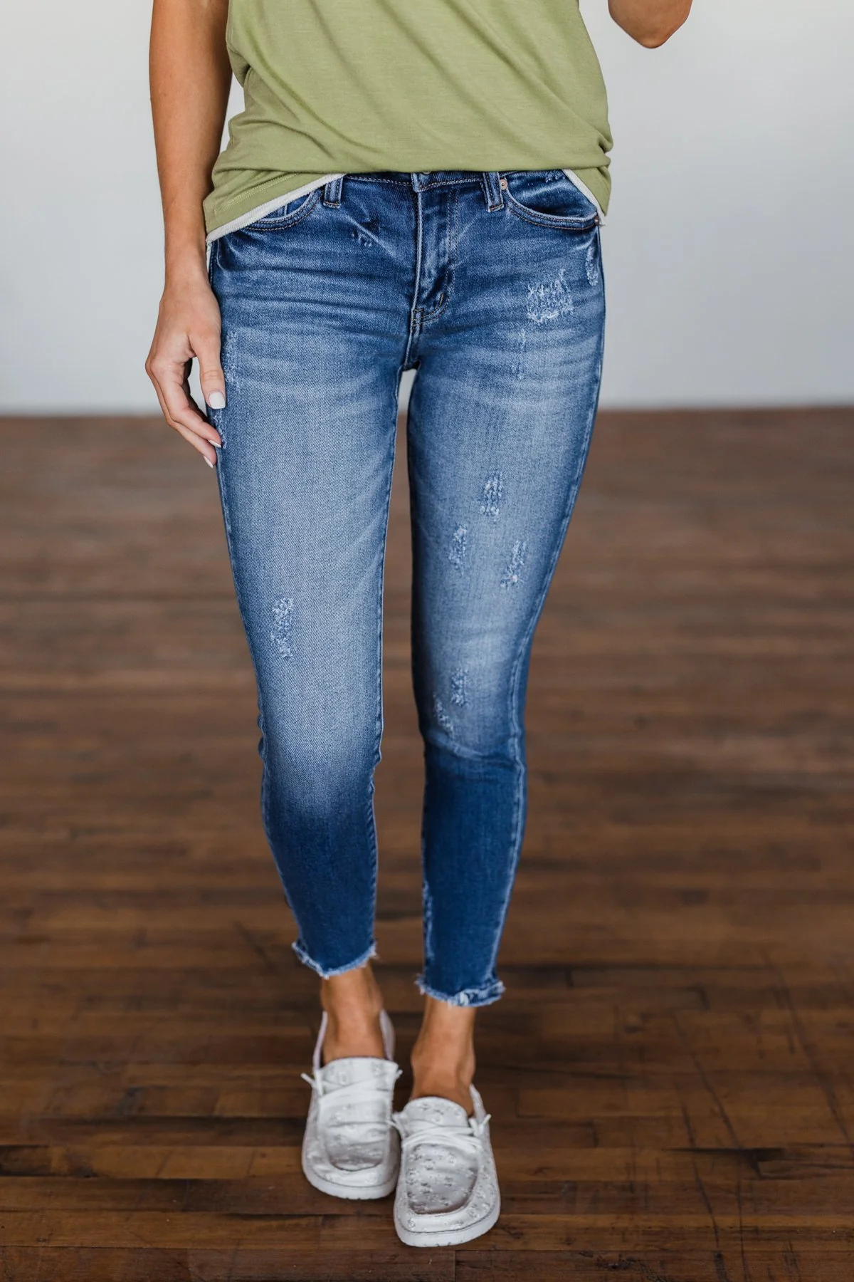 KanCan Raw Hem Jeans- Jerri Wash - Image 2