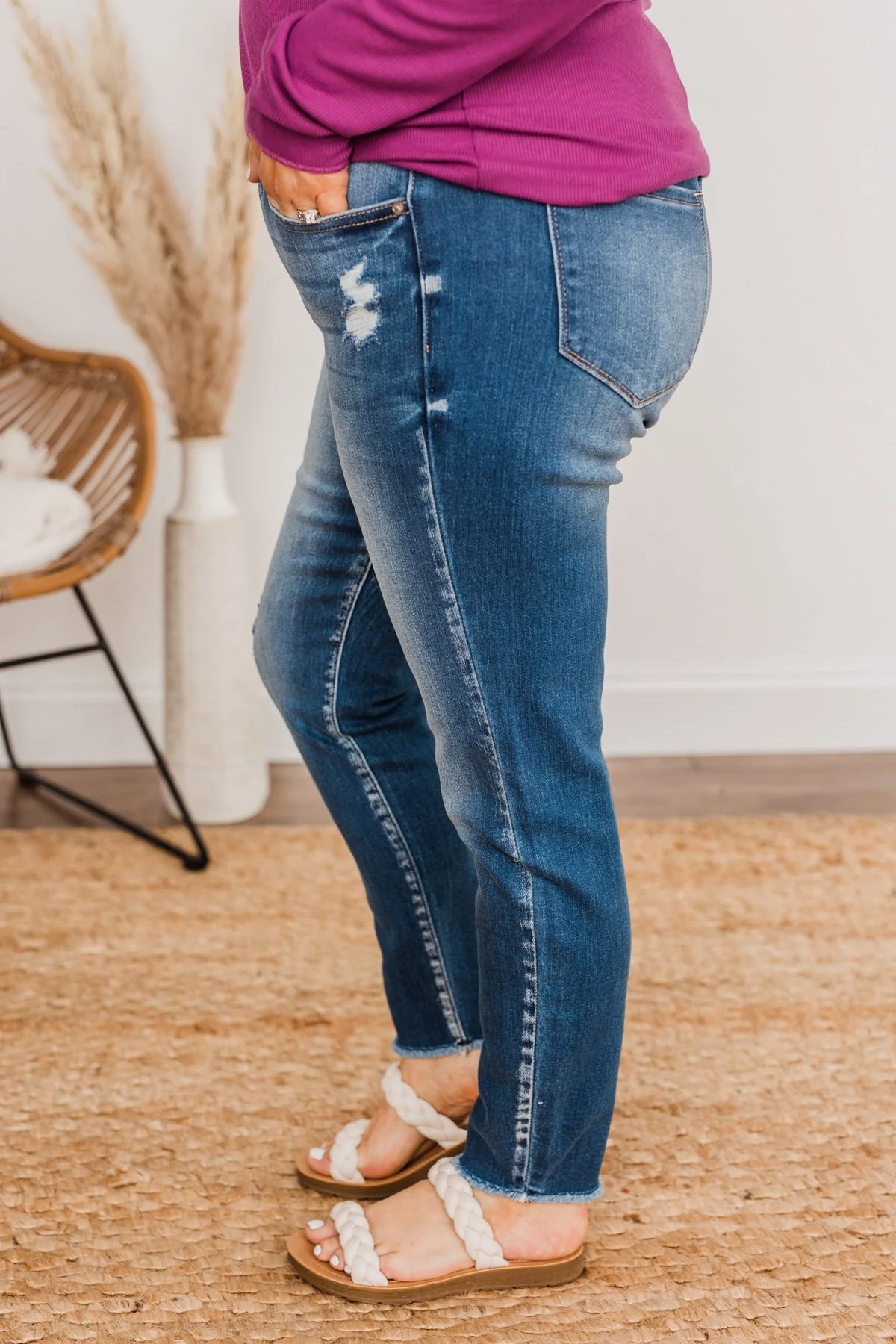 KanCan Raw Hem Skinny Jeans- Natalia Wash - Image 6