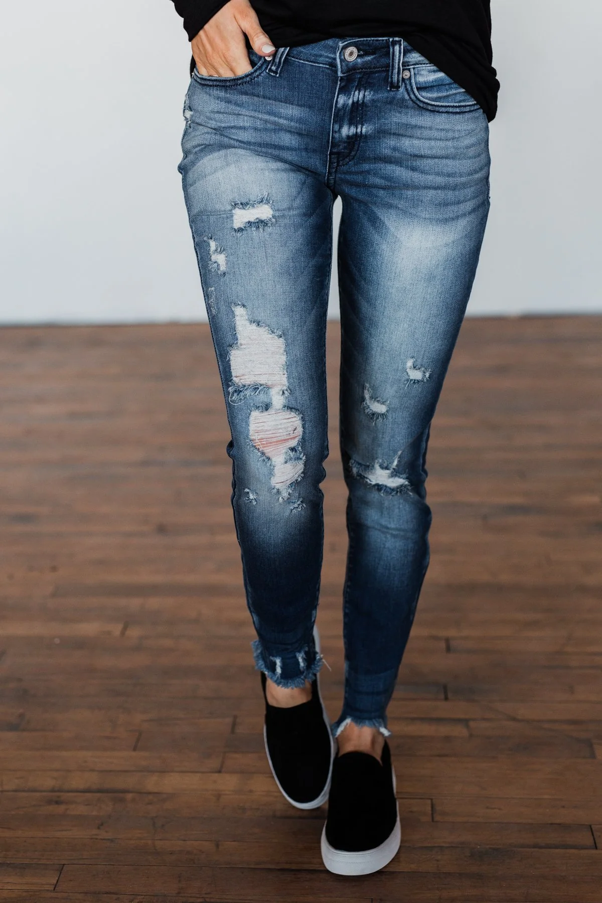 KanCan Raw Hem Skinny Jeans- Wendy Wash - Image 4