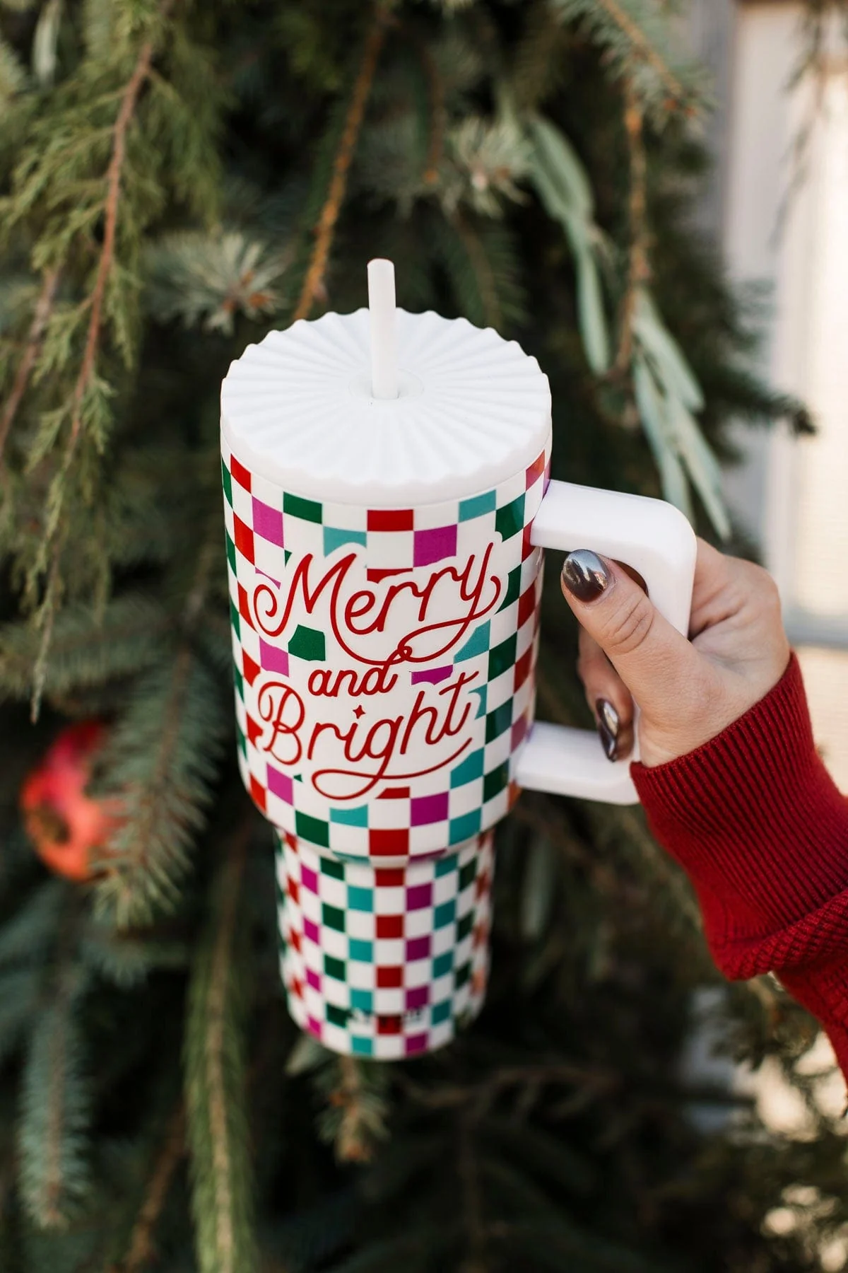Katydid "Merry and Bright" Checkered Travel Tumbler - Image 2