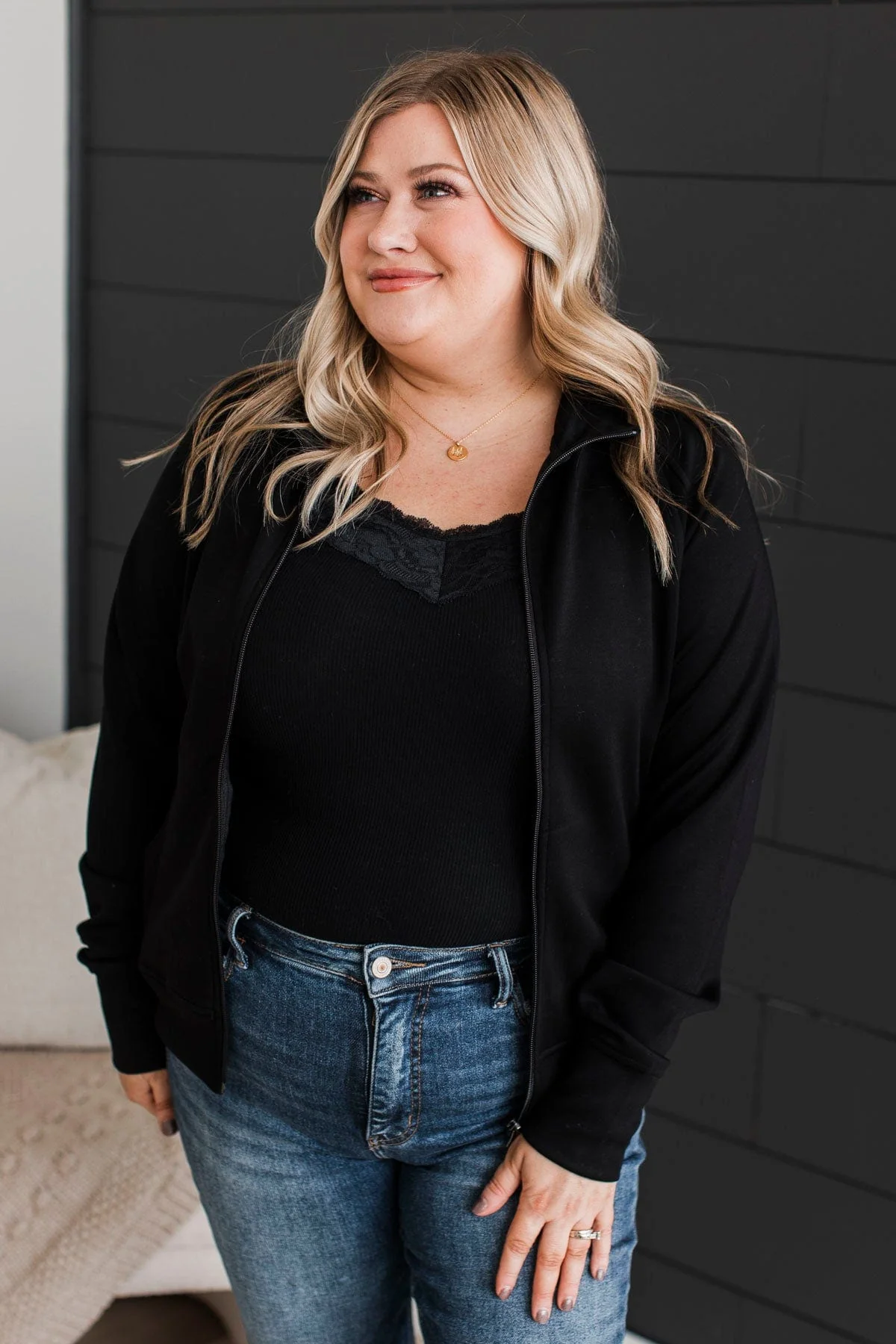 Keep Crushing It Zip-Up Jacket- Black - Image 2