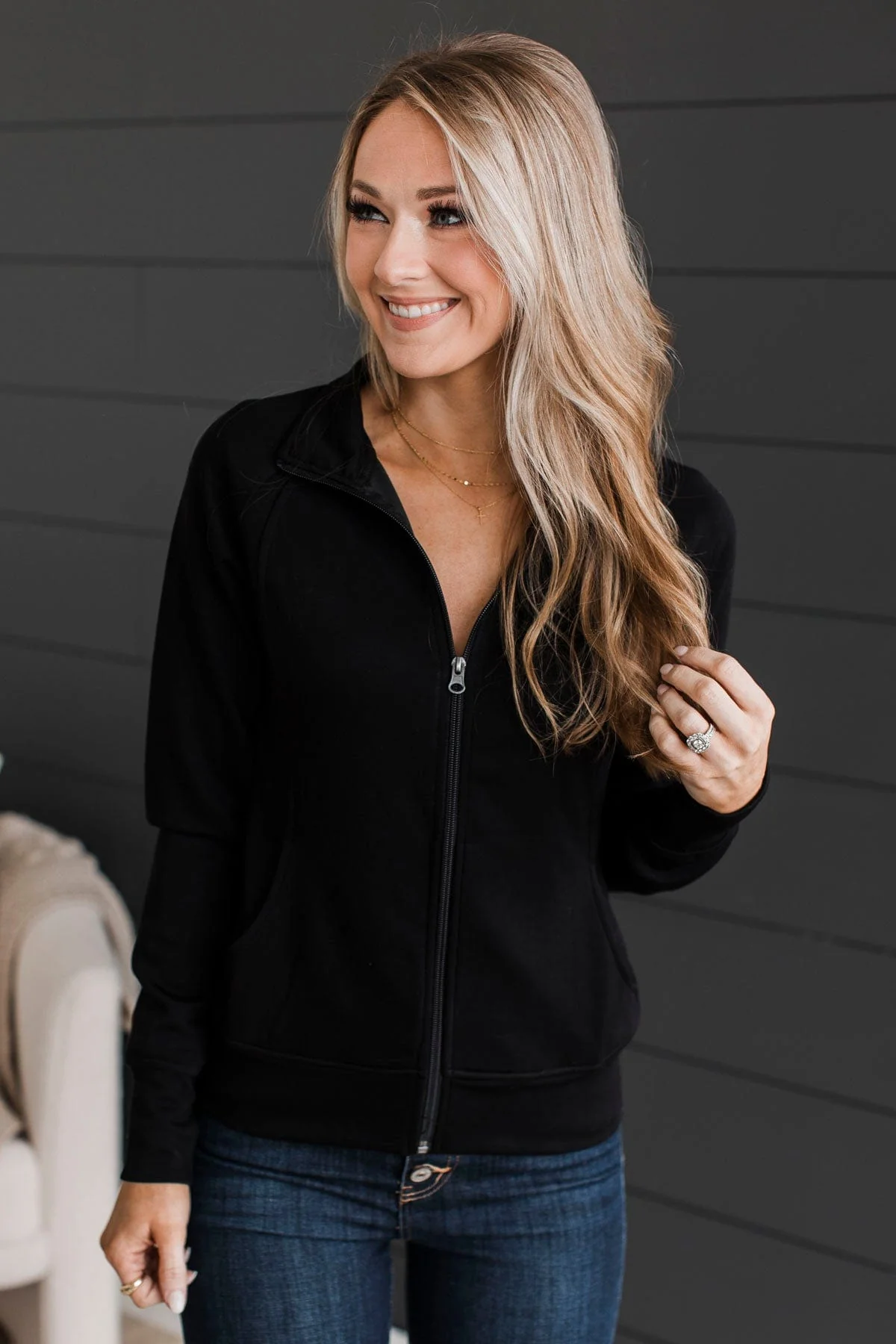 Keep Crushing It Zip-Up Jacket- Black - Image 3