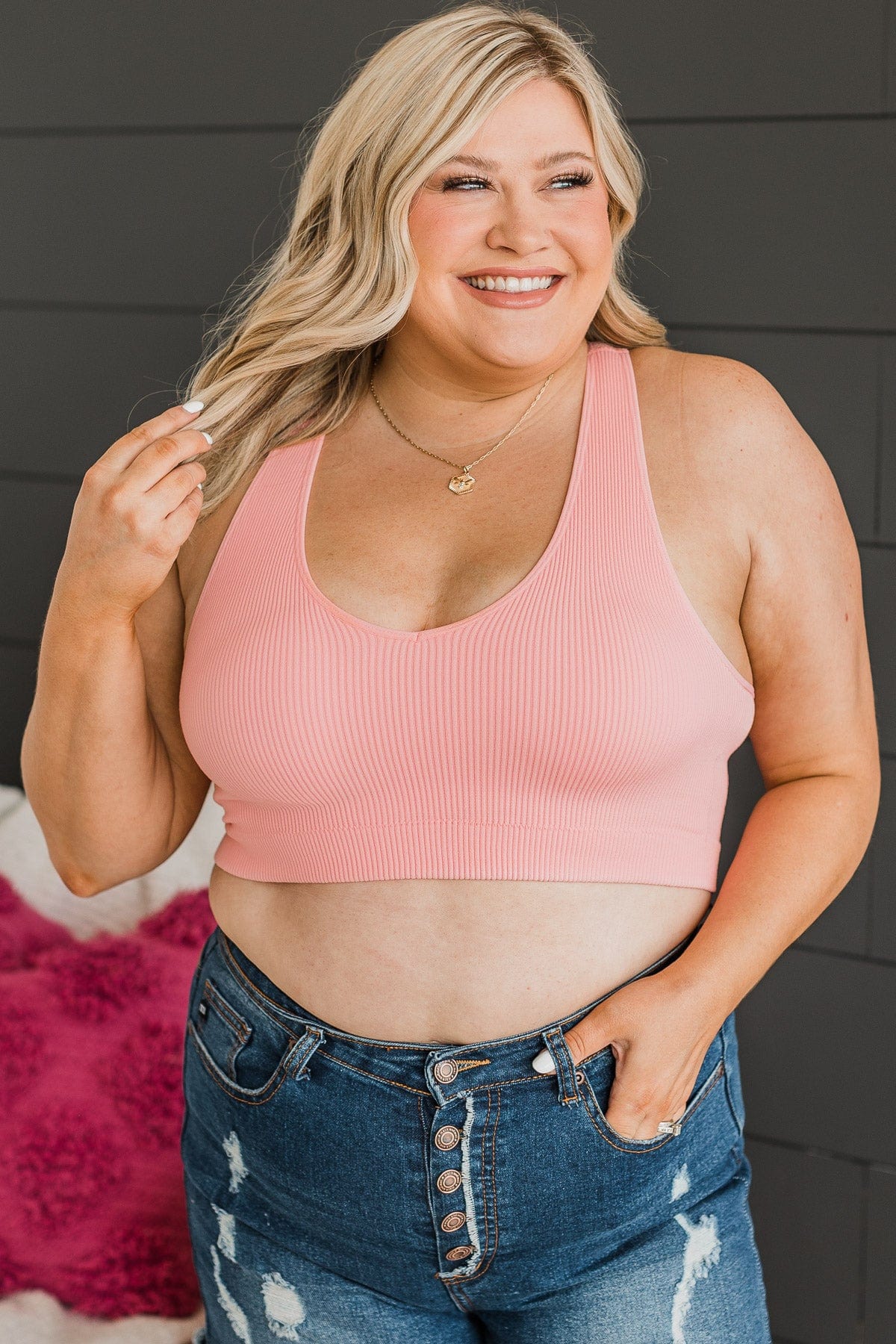 Keep Dreaming Cropped Tank Top- Light Pink - Image 2