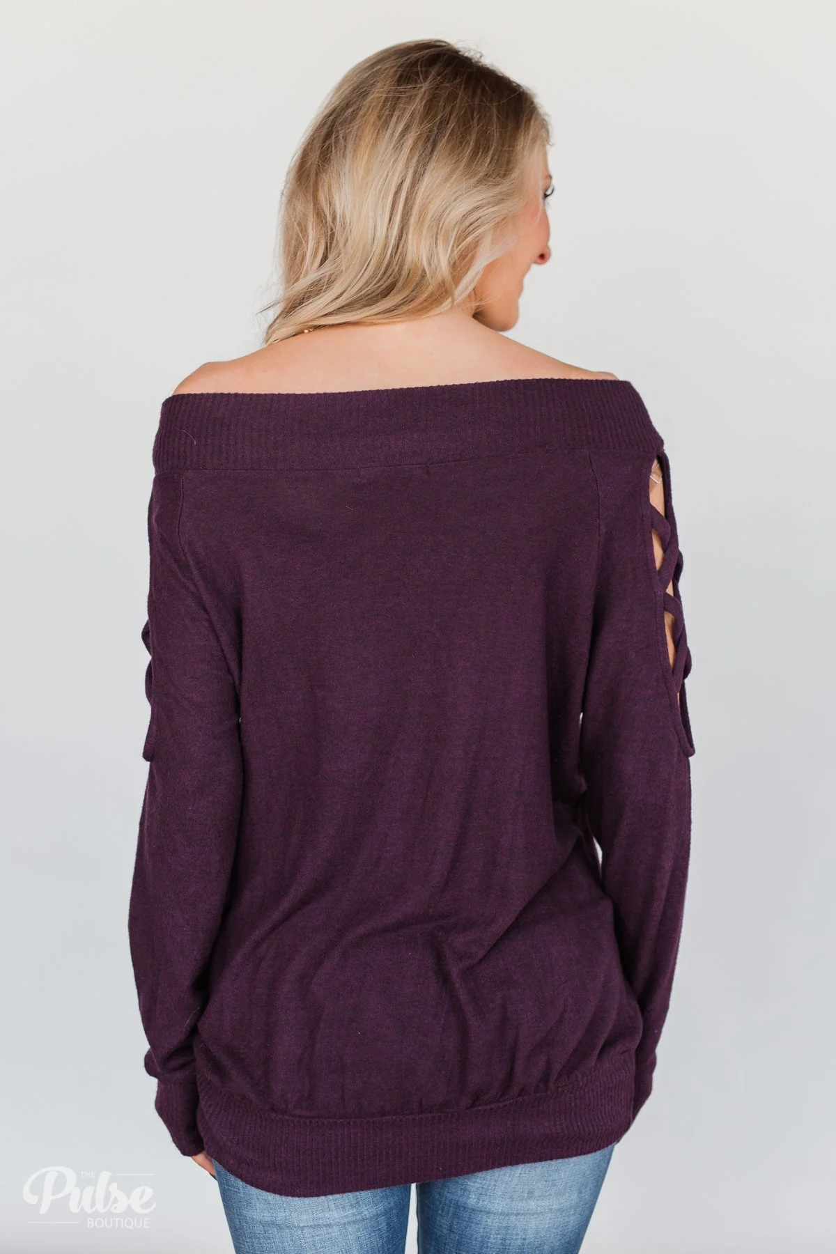 Keep Holding On Sleeve Detail Sweater- Eggplant - Image 7