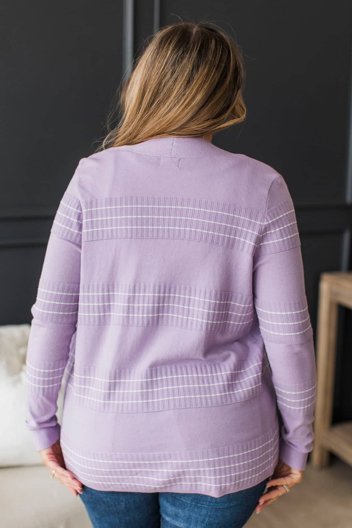 Keep In Mind Stitch Stripe Cardigan- Lavender - Image 8