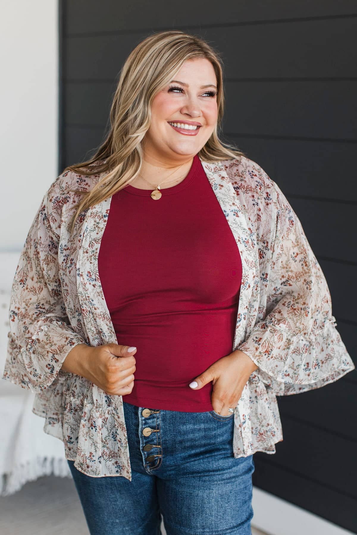 Keep It Amusing Floral Kimono- Off-White - Image 4