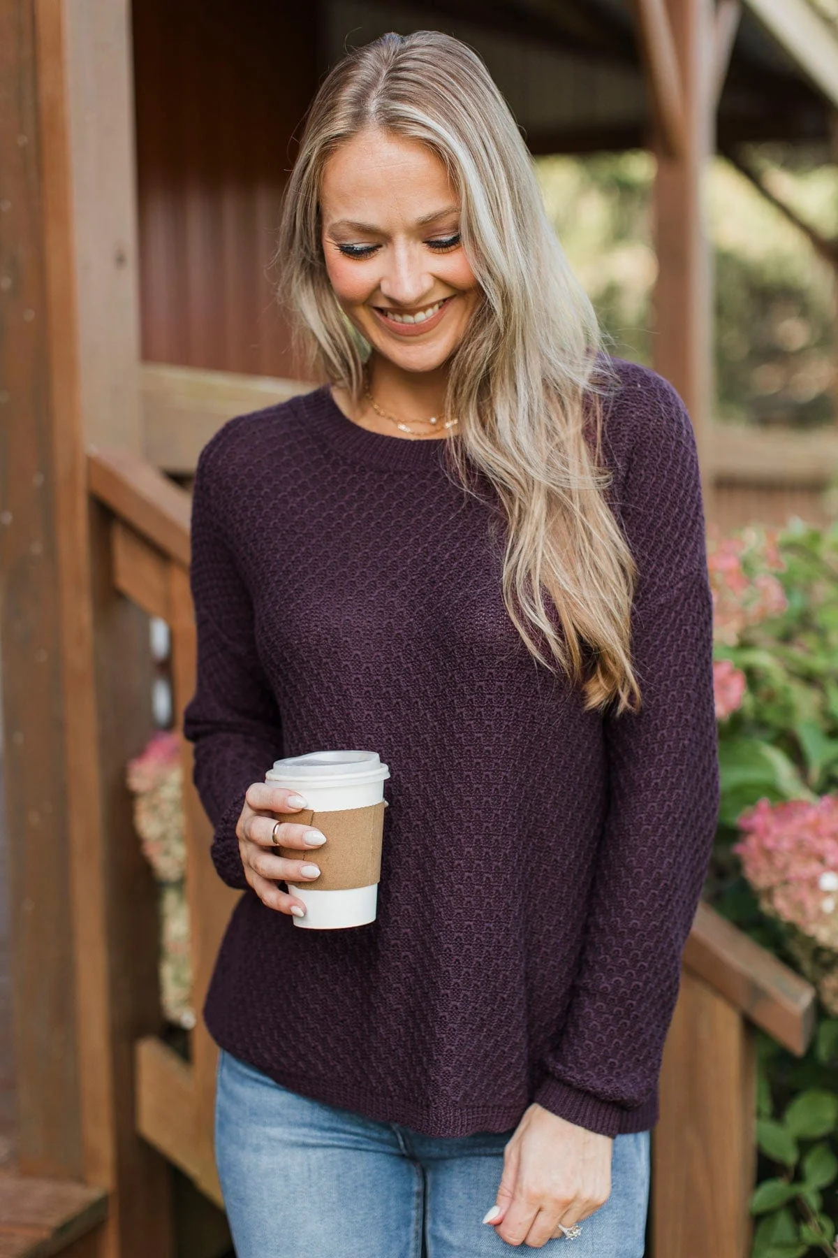 Keep It Colorful Knit Sweater- Plum - Image 4