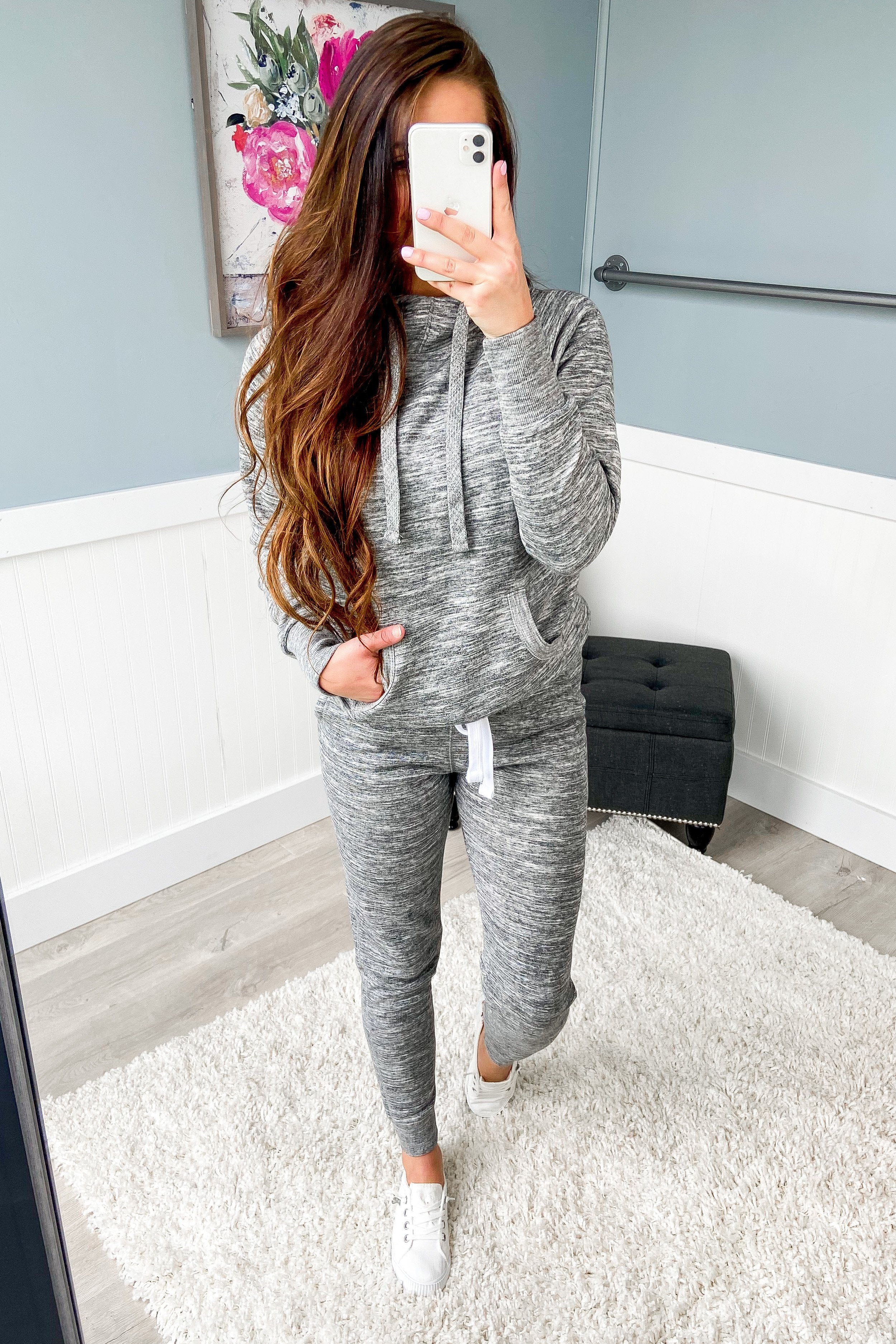 Keep It Comfy Hoodie- Marbled Charcoal - Image 2