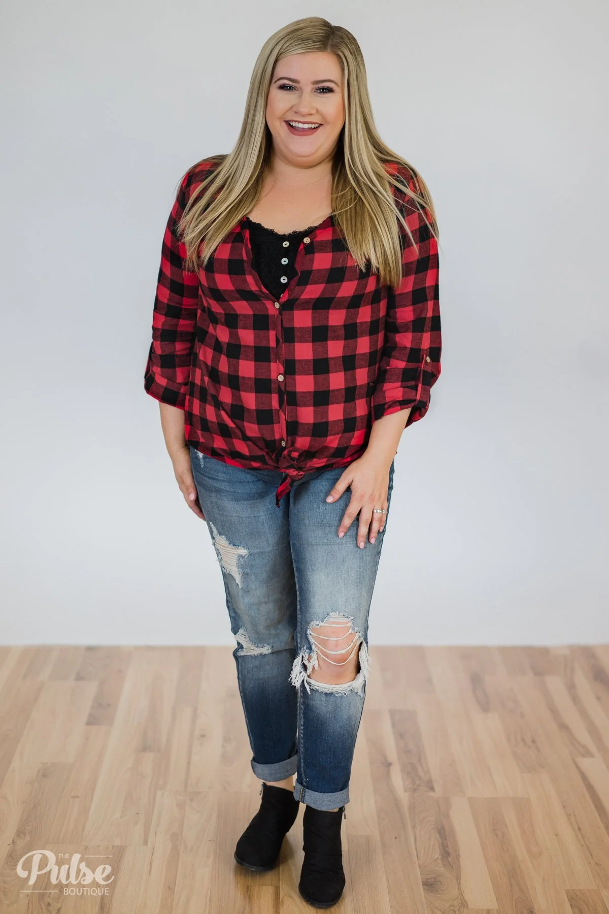 Keep It Coming Buffalo Plaid Button Up Top - Image 4