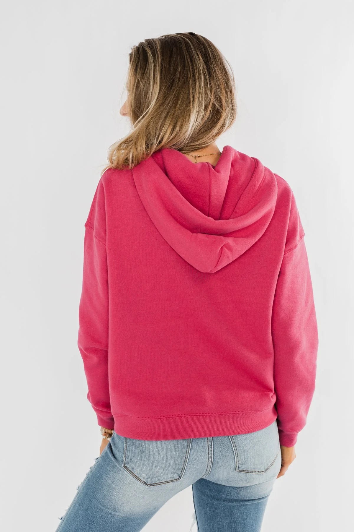 Keep It Cozy Cropped Hoodie- Hot Pink - Image 10