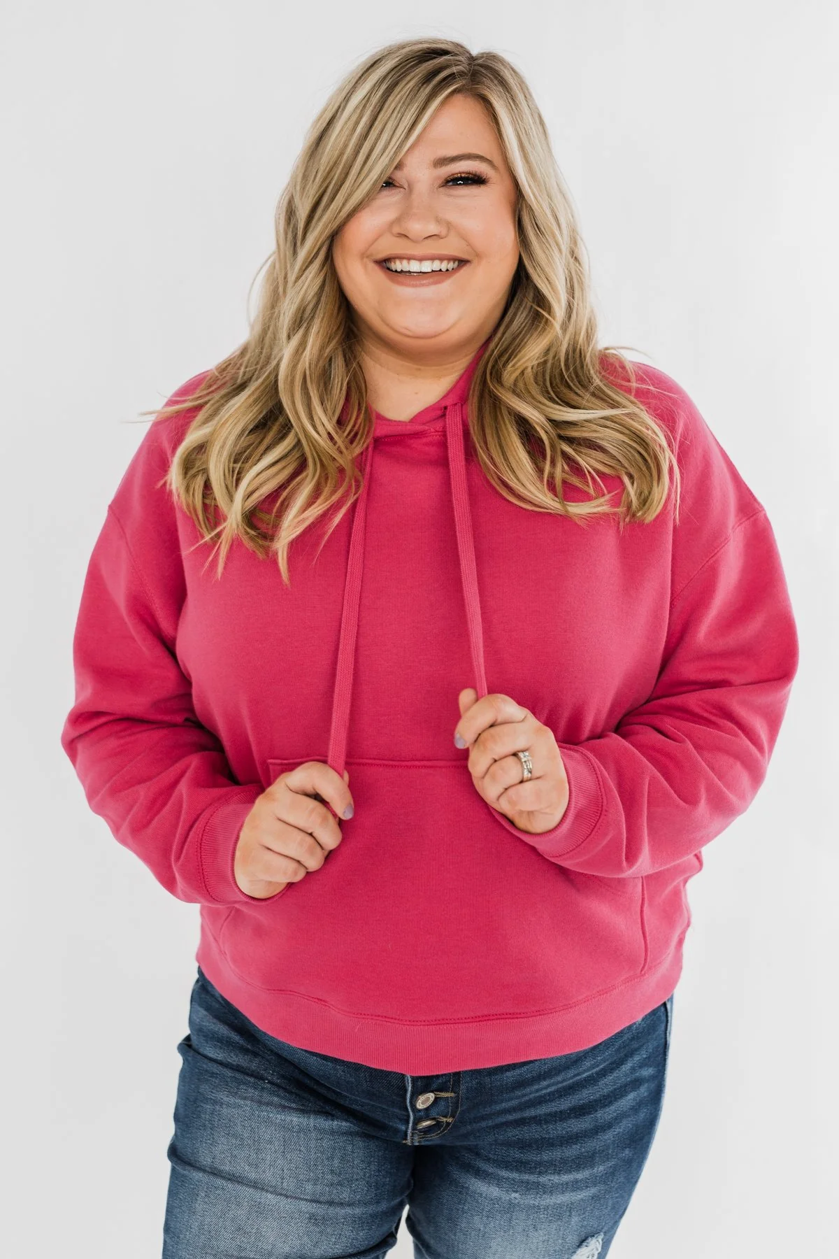 Keep It Cozy Cropped Hoodie- Hot Pink - Image 2