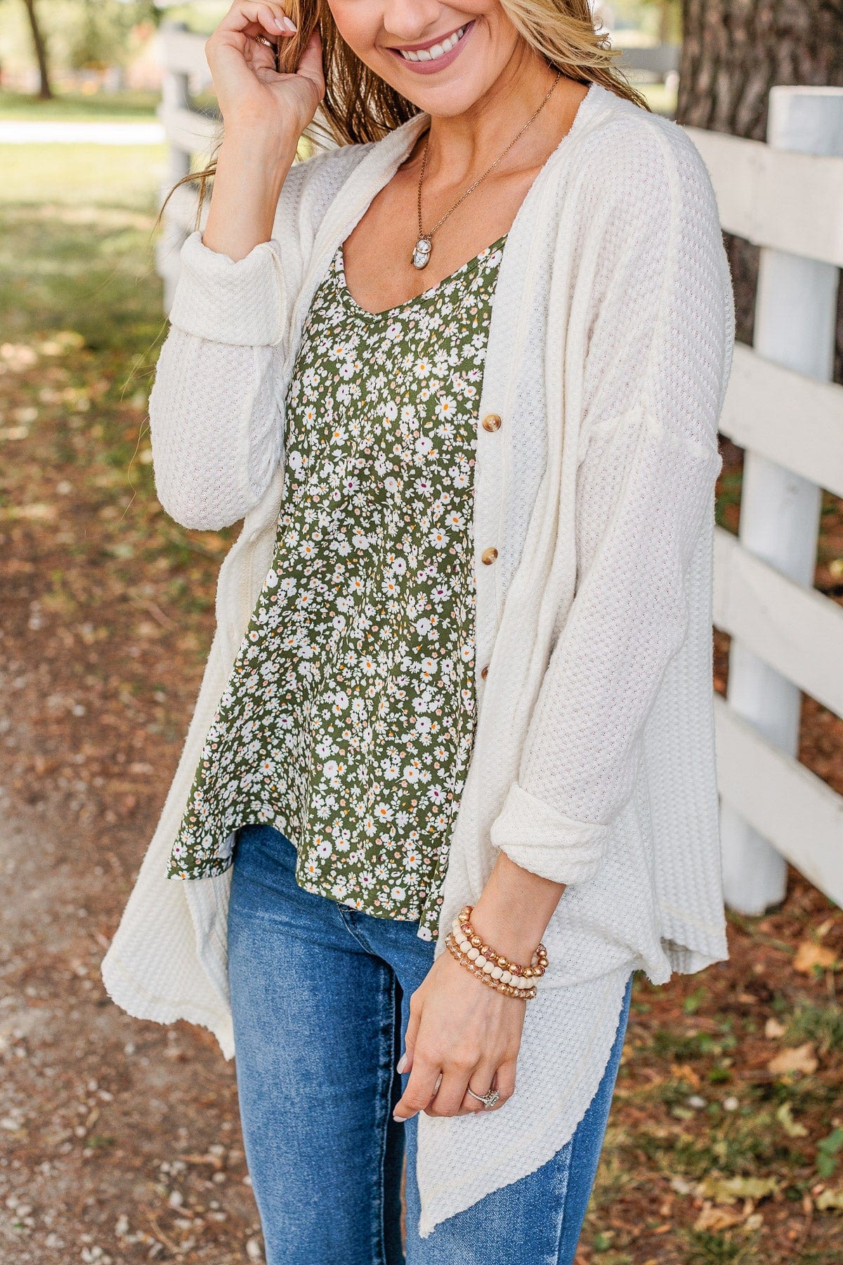 Keep It Cute Floral Tank Top- Hunter Green - Image 4