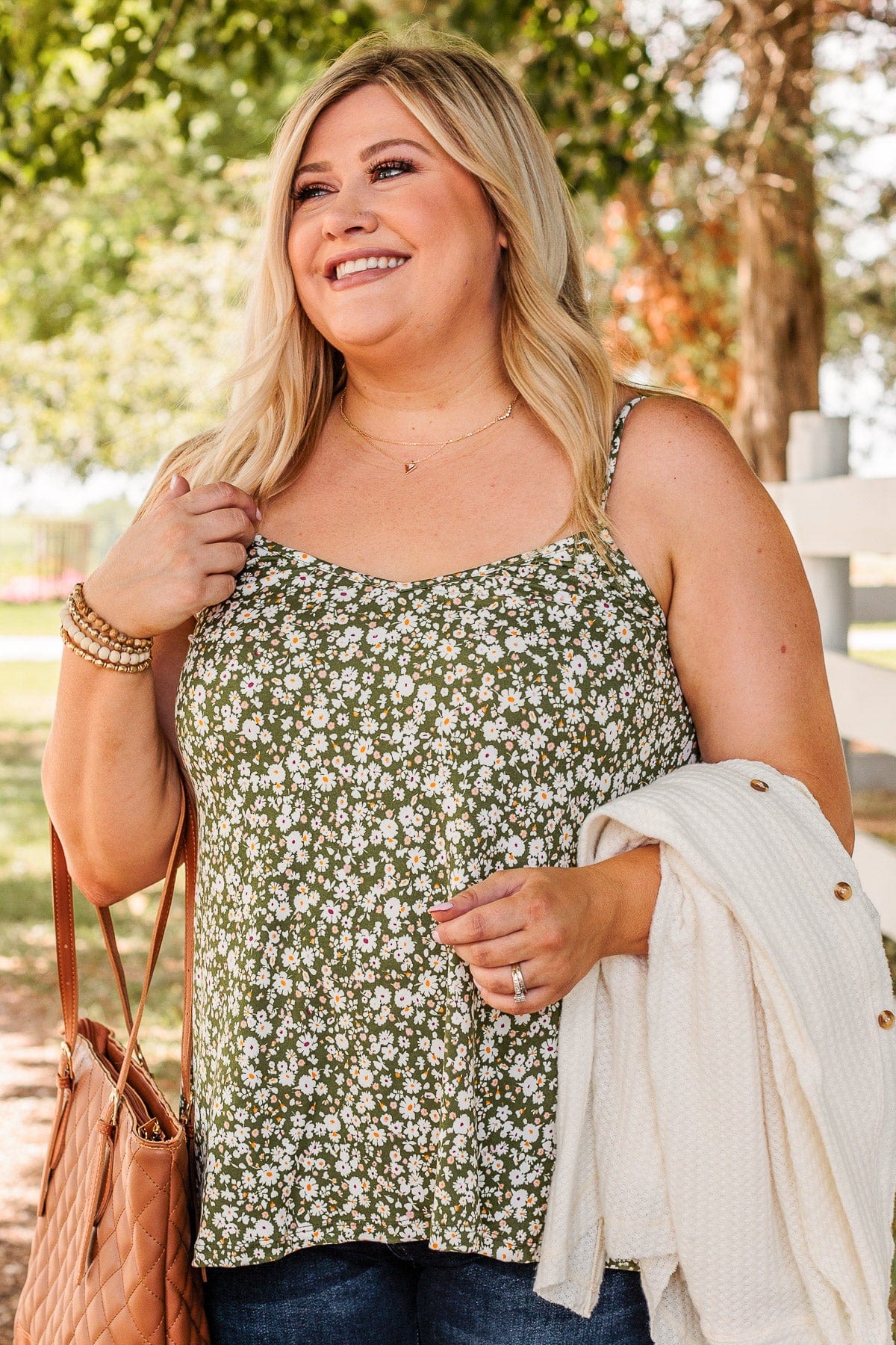 Keep It Cute Floral Tank Top- Hunter Green - Image 7