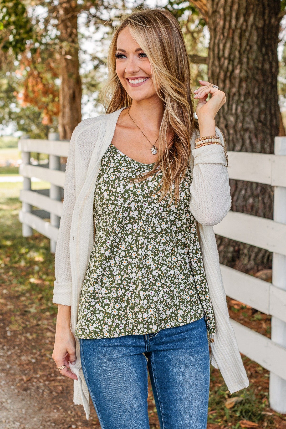 Keep It Cute Floral Tank Top- Hunter Green - Image 8