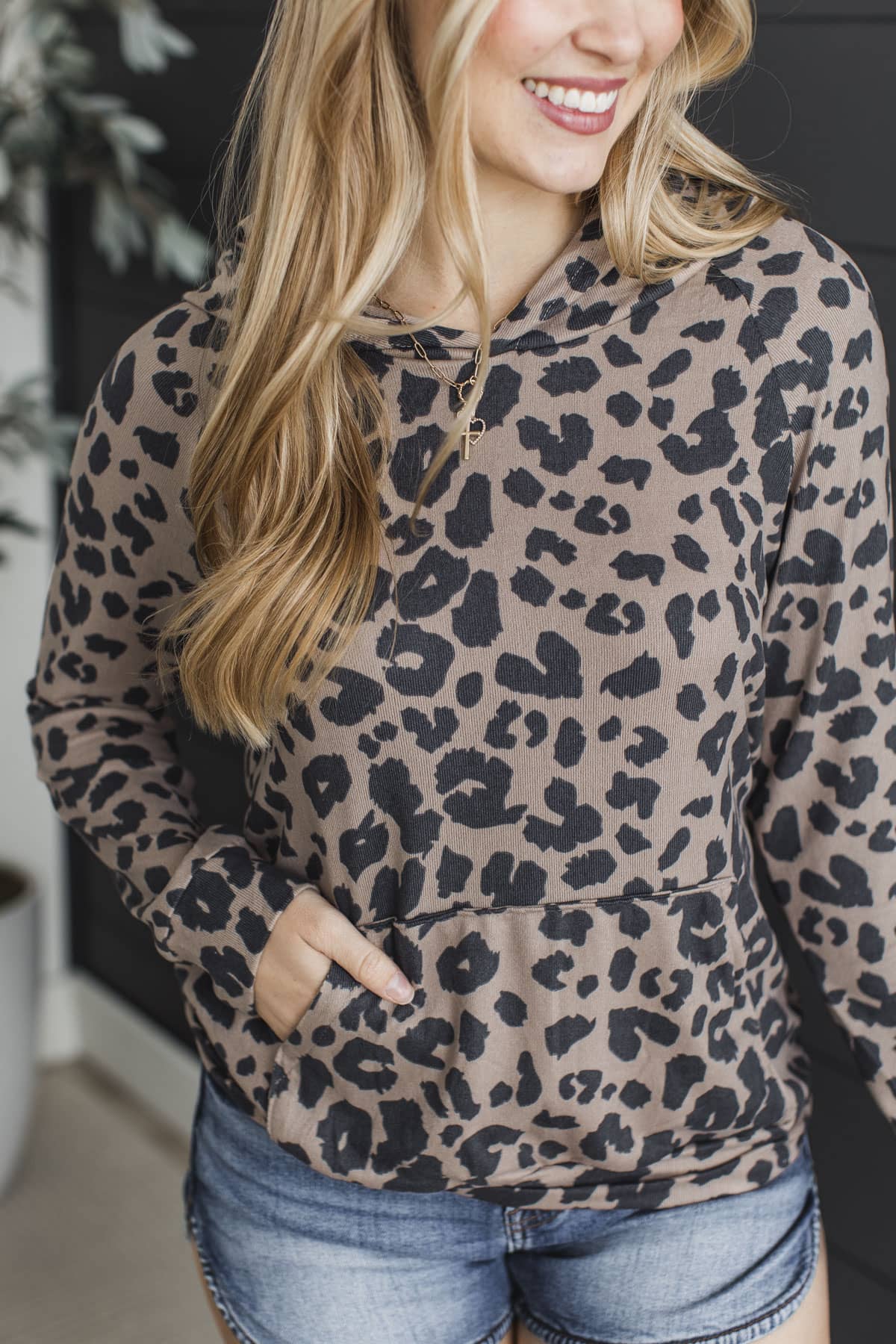 Keep It Natural Lightweight Hoodie- Leopard