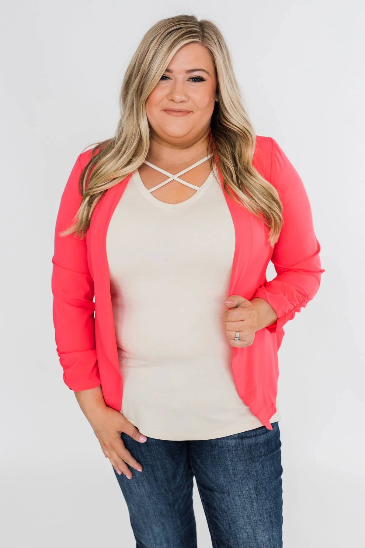 Keep It Professional Blazer- Neon Pink - Image 2