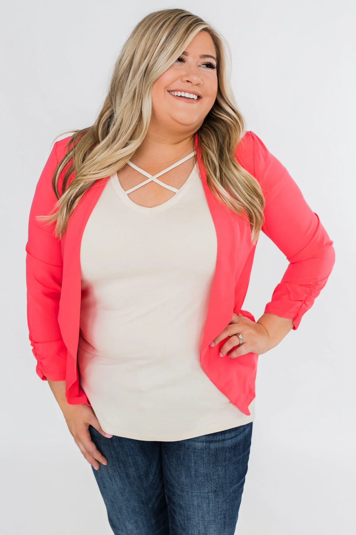 Keep It Professional Blazer- Neon Pink - Image 5