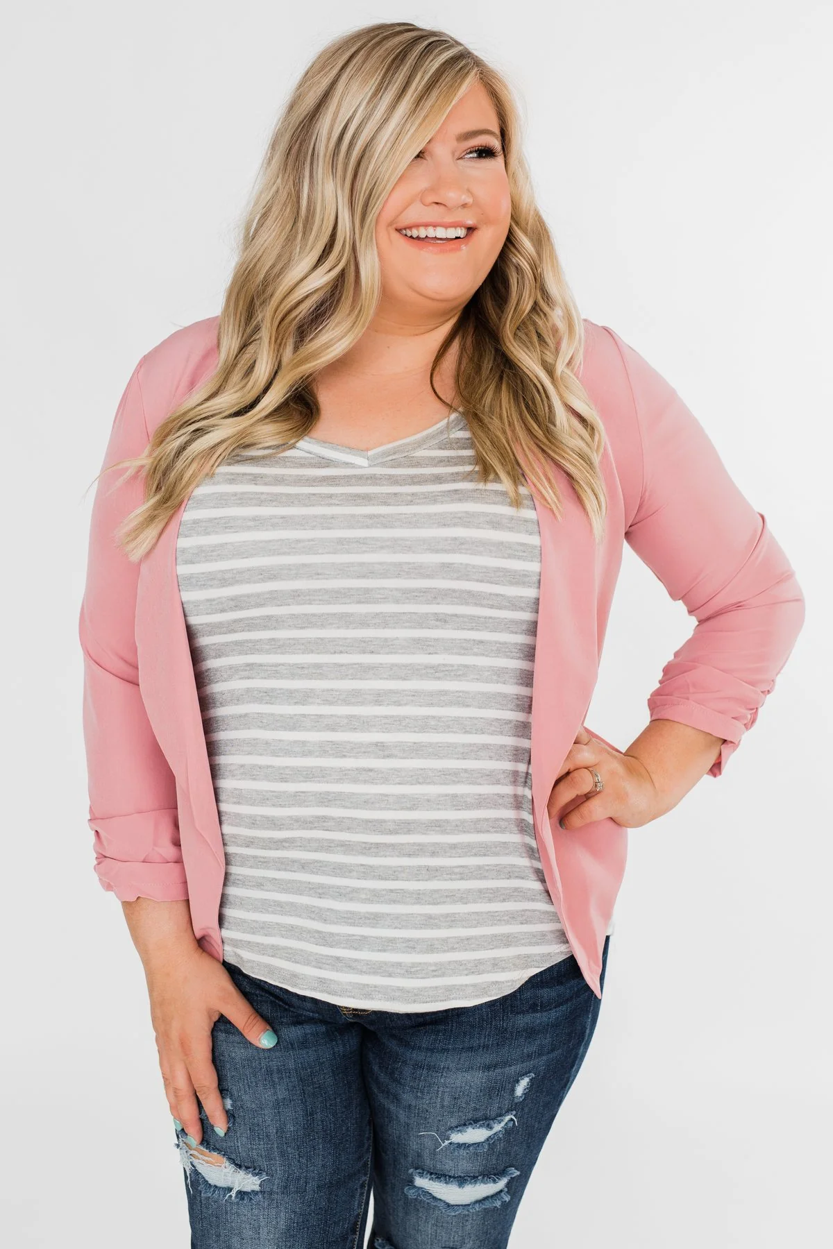 Keep It Professional Blazer- Light Pink - Image 3
