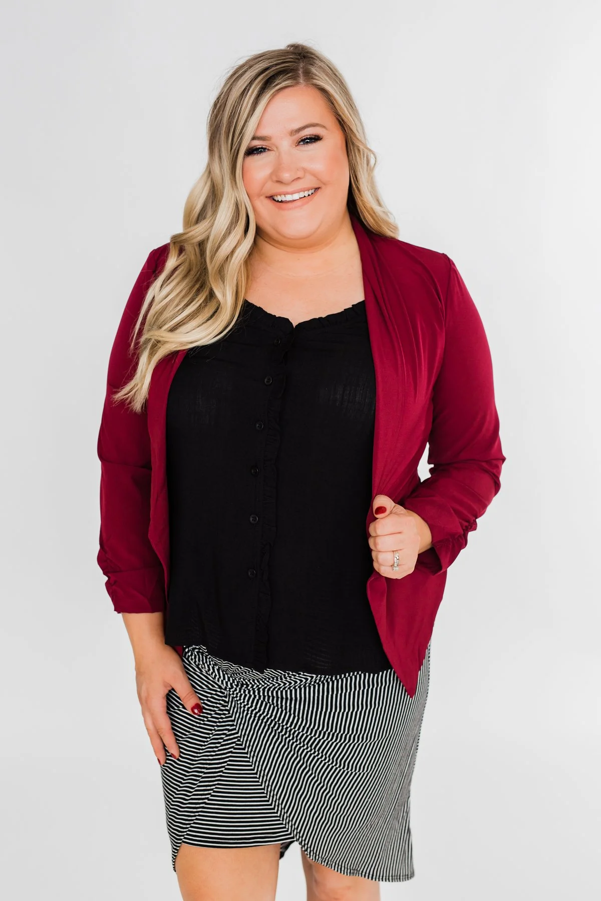 Keep It Professional Blazer- Wine - Image 4