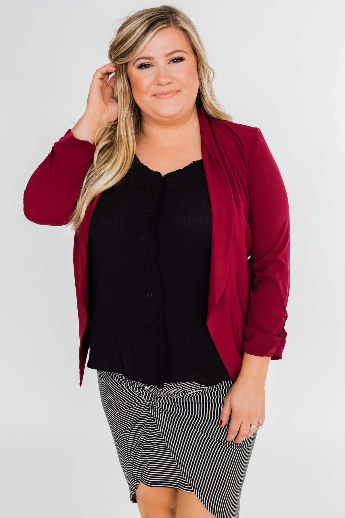 Keep It Professional Blazer- Wine - Image 6