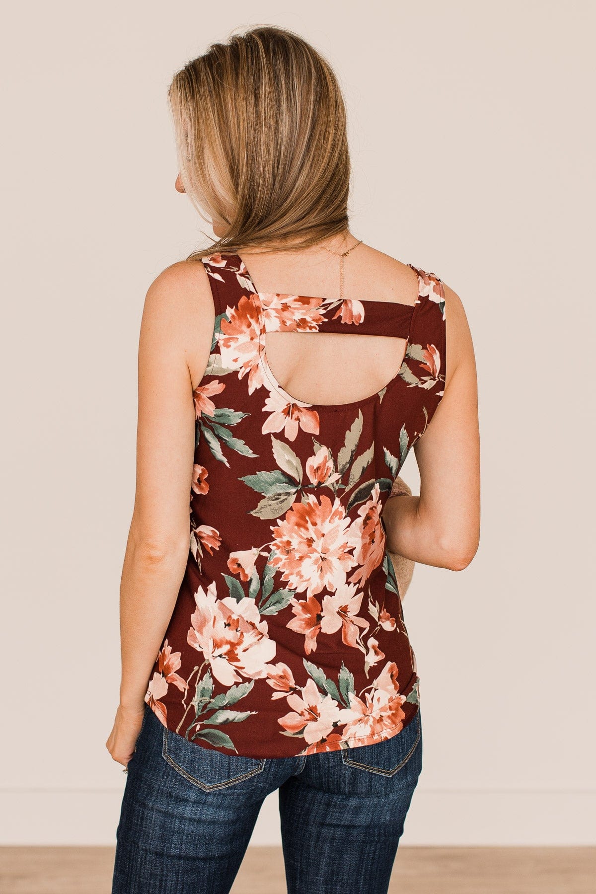 Keep It Up Floral Tank Top- Deep Burgundy - Image 8