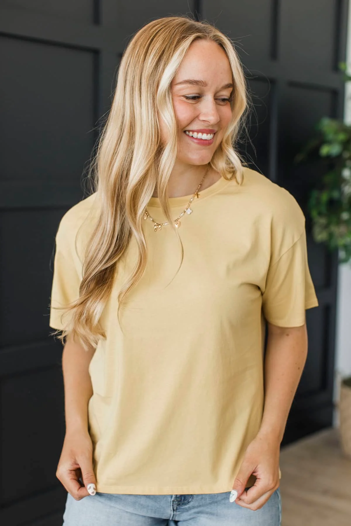 Keep Me Cozy Short Sleeve Top- Dusty Yellow