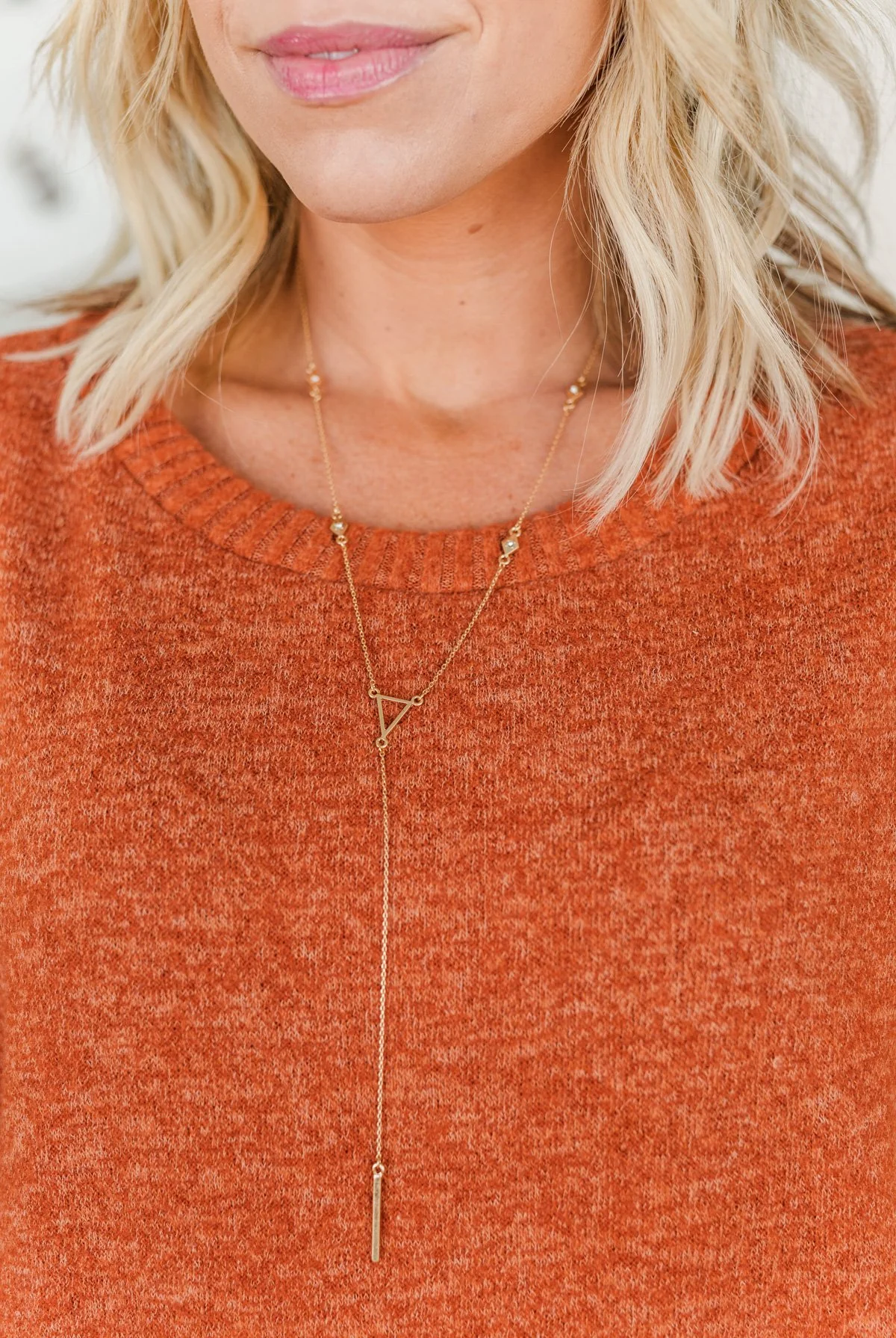 Keep Me Happy Long Chain Necklace- Gold - Image 2