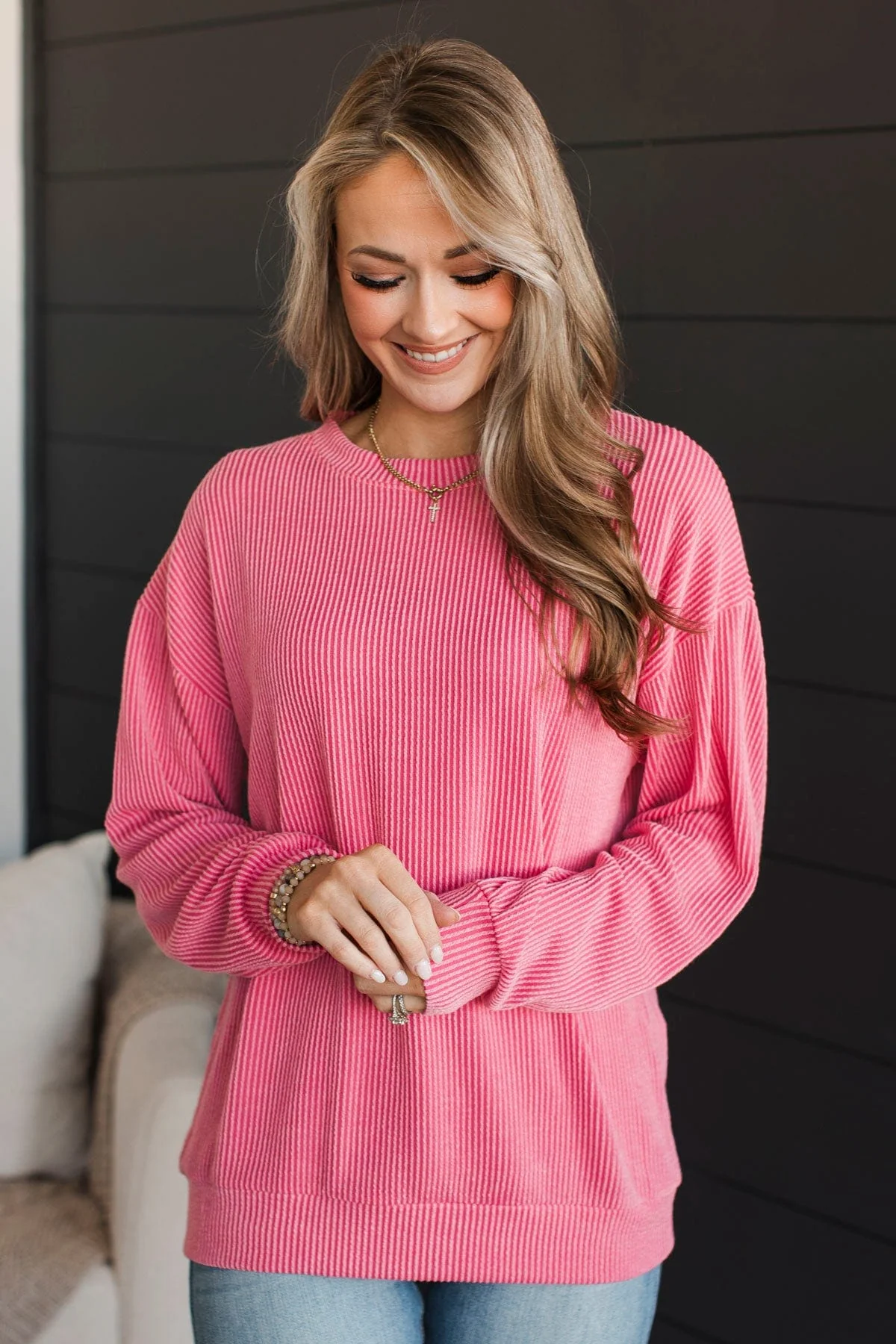 Keep Me In Mind Ribbed Knit Top- Pink - Image 2