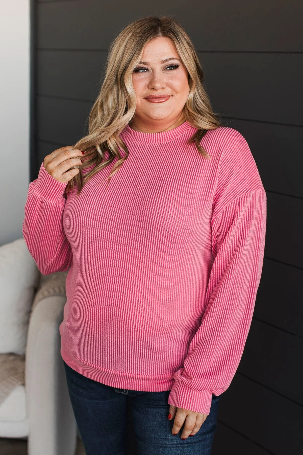 Keep Me In Mind Ribbed Knit Top- Pink - Image 5
