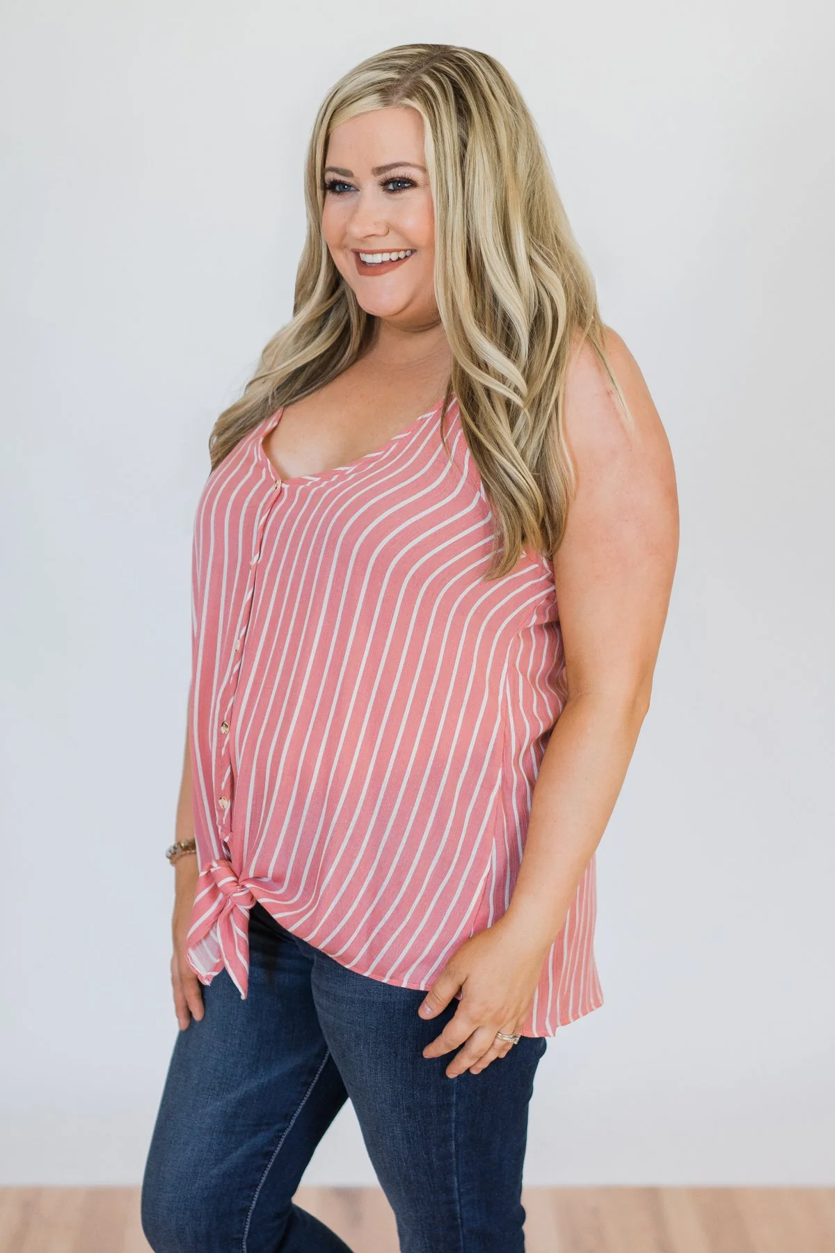 Keep Me Satisfied Striped Tank Top- Pink - Image 8