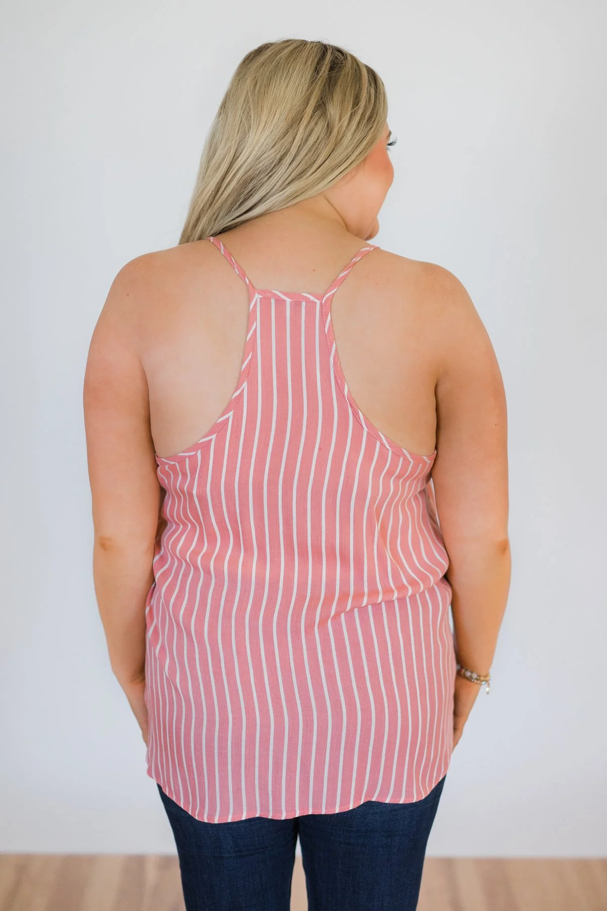 Keep Me Satisfied Striped Tank Top- Pink - Image 9