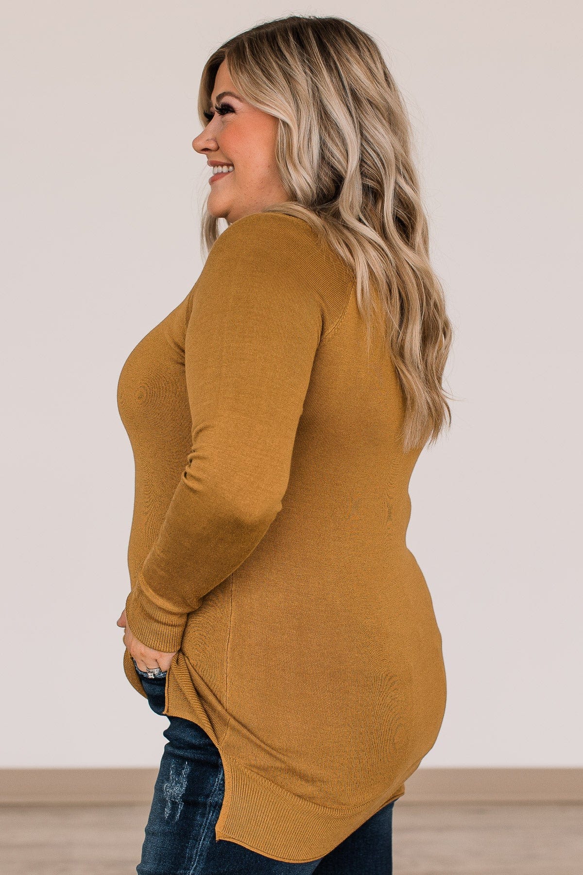 Keep Me Warm Knit Sweater- Dark Mustard - Image 8