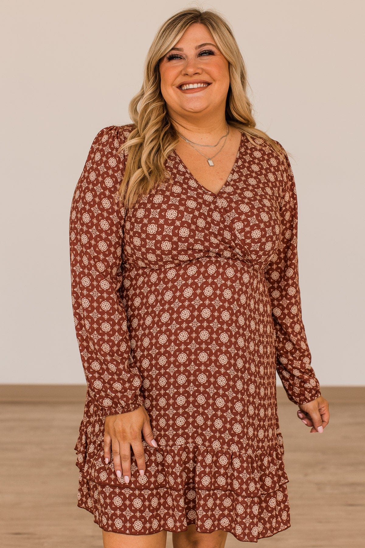 Keep Moving Forward Wrap Dress- Rust - Image 3