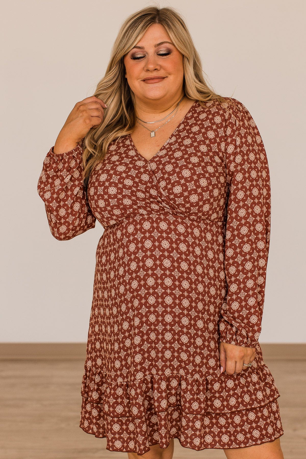 Keep Moving Forward Wrap Dress- Rust - Image 5